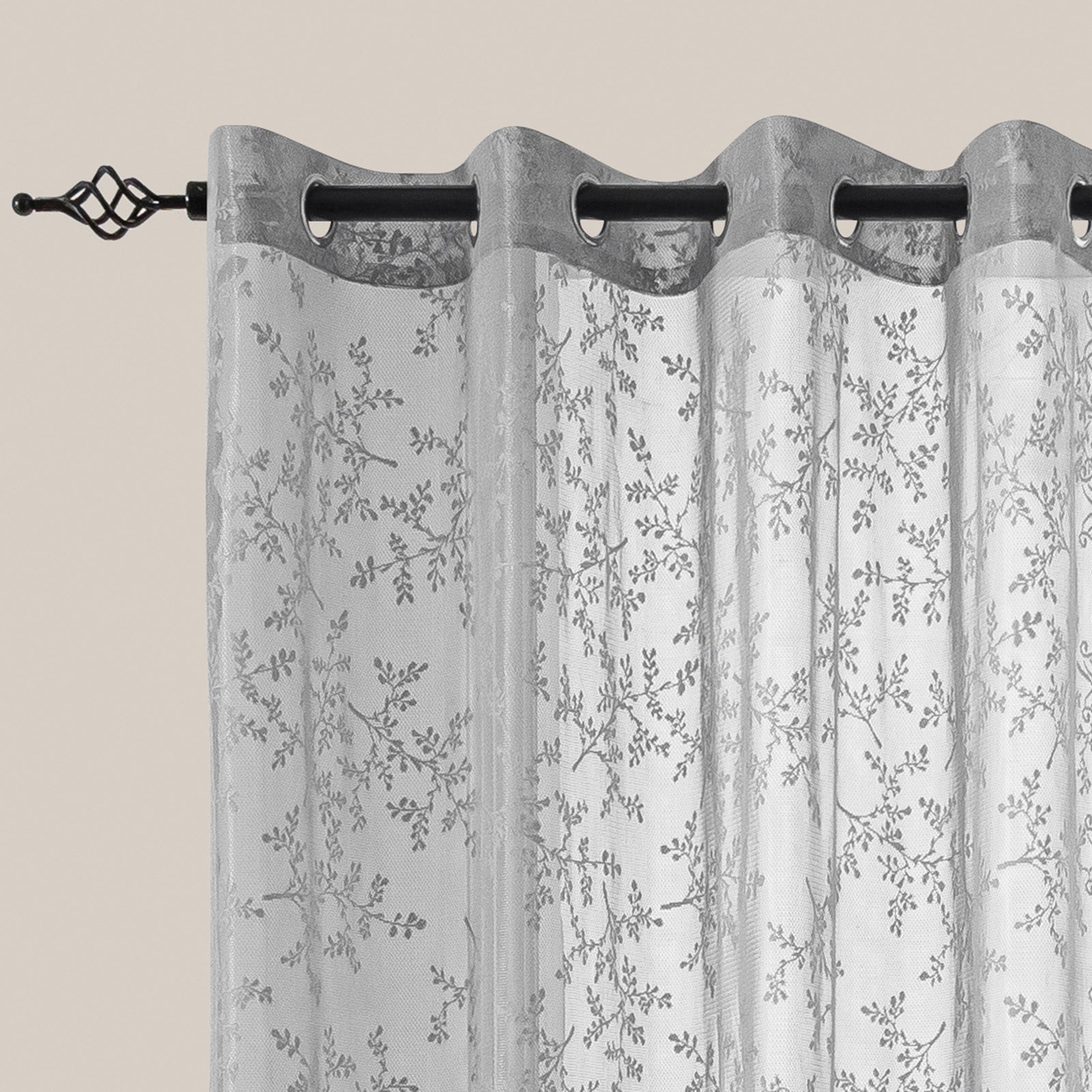 YSTYLE 2 Pieces Semi Sheer Lace Curtains Eyelets-YSTYLE