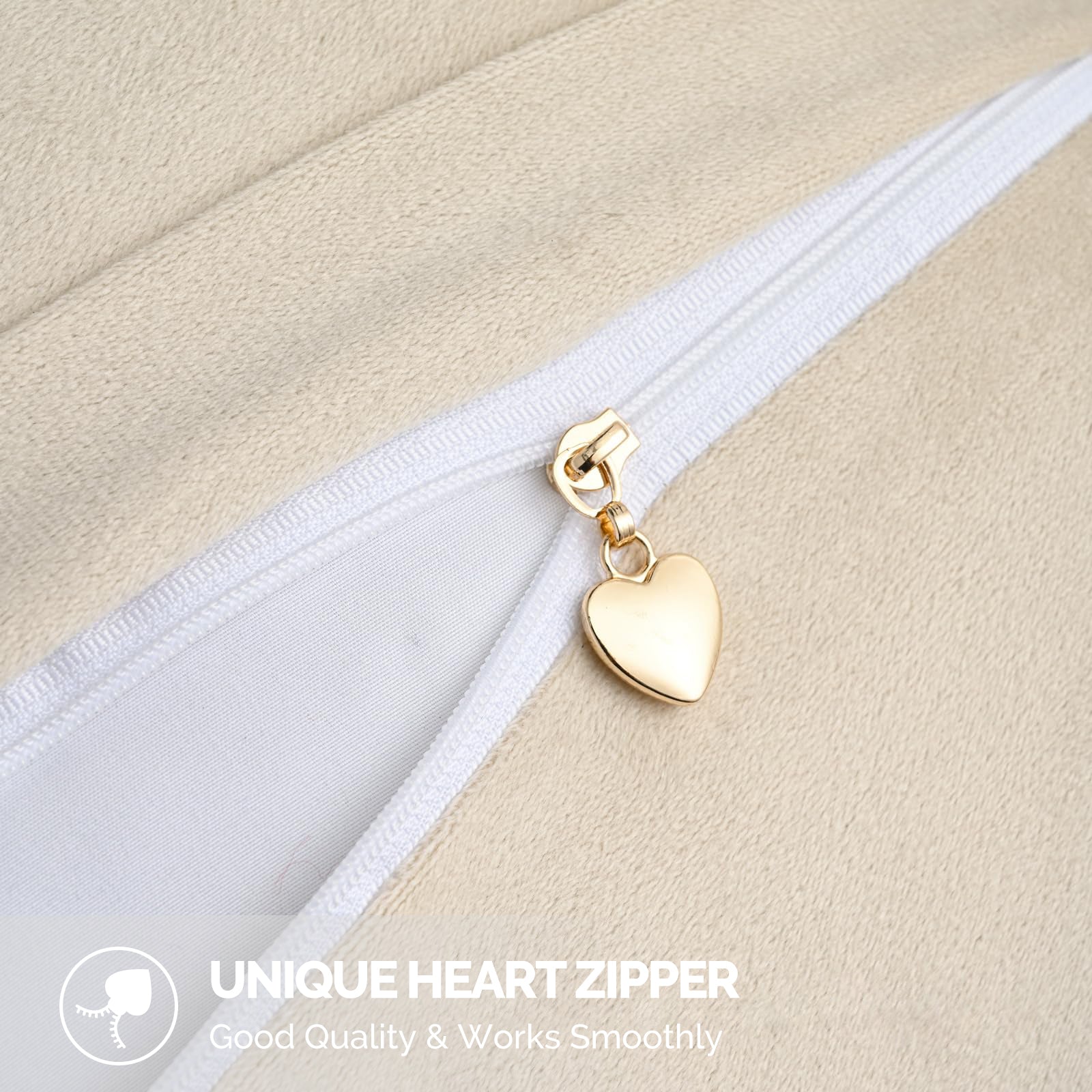 Ystyle Chenille Sofa Cushion Covers 60 x 60 cm, 2 Pieces, Soft Durable Heart-Shaped Cushion Cover, Decorative Elegant Pillow Case for Living Room