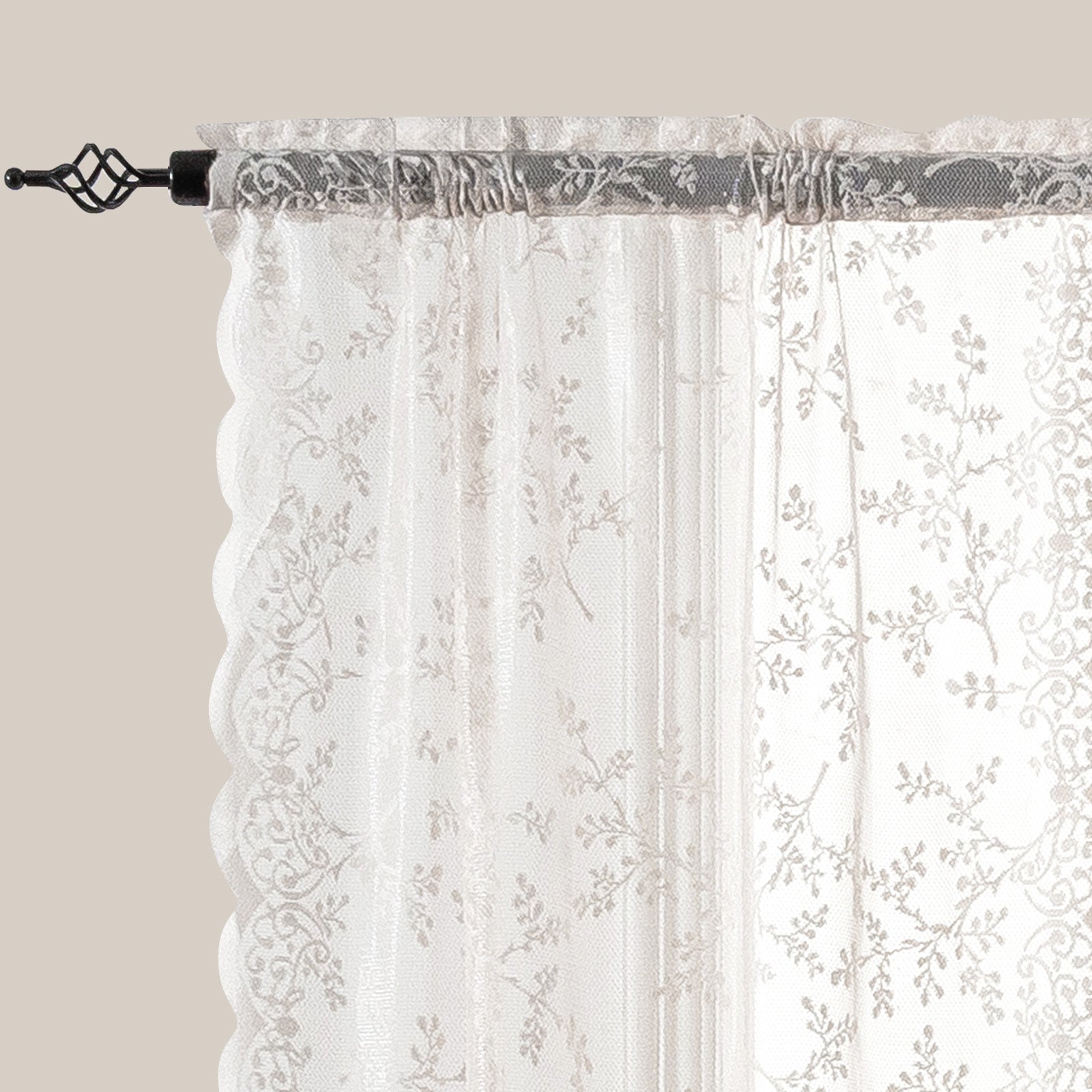 Ystyle 2 Panels Set Semi-Sheer Indoor Curtains, 70x120cm, Classic Lace Voile Curtains with Rod Pocket
