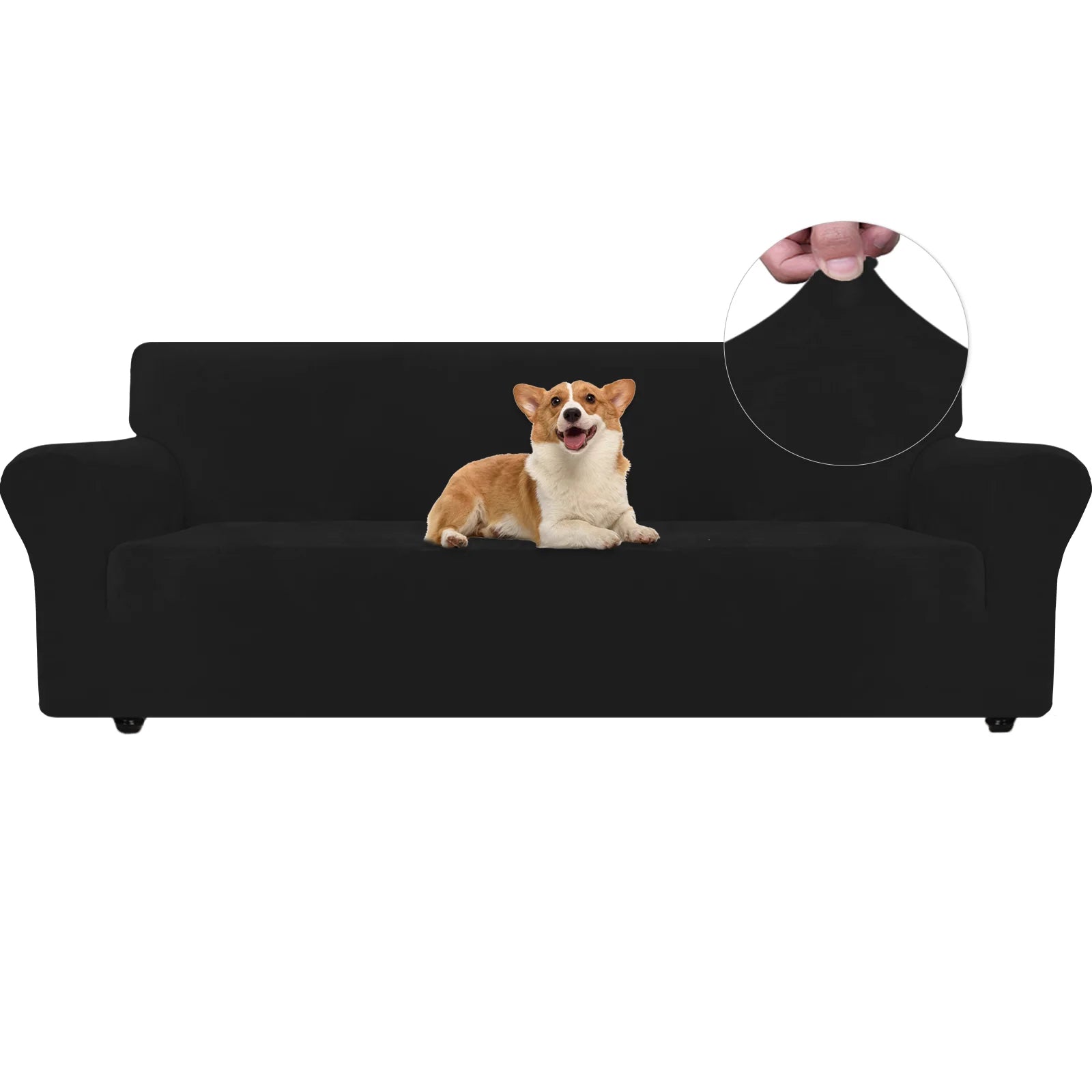 YSTYLE Velvet 4 Seater Sofa Cover – Stretch Fit, Anti-Scratch, Pet-Friendly, Non-Slip, Washable