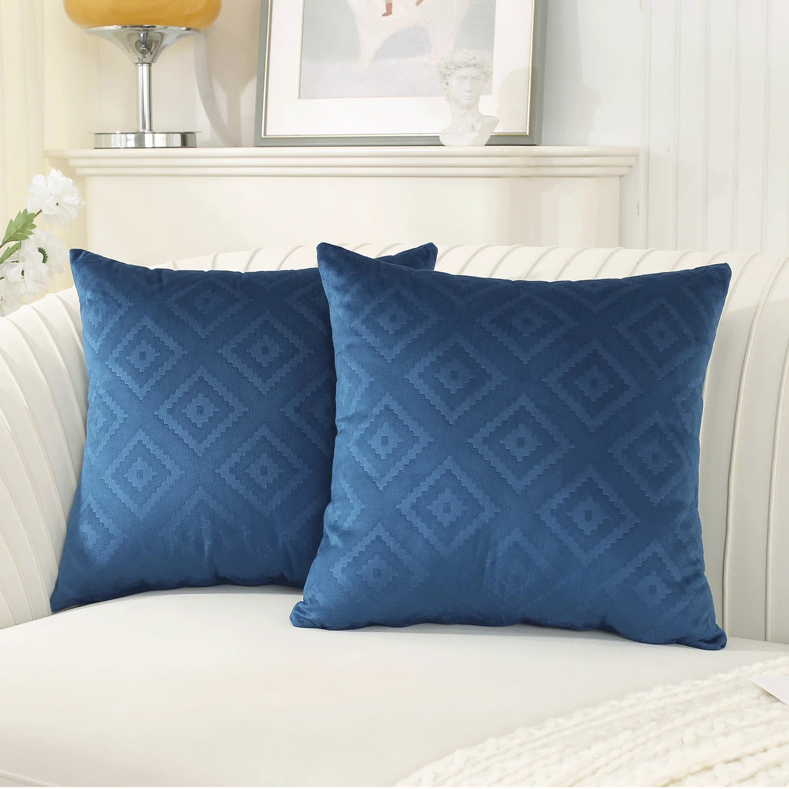 YSTYLE Velvet Sofa Cushion Covers, Decorative Throw Pillow Covers, 2 pcs, Hidden Zipper-Square shape