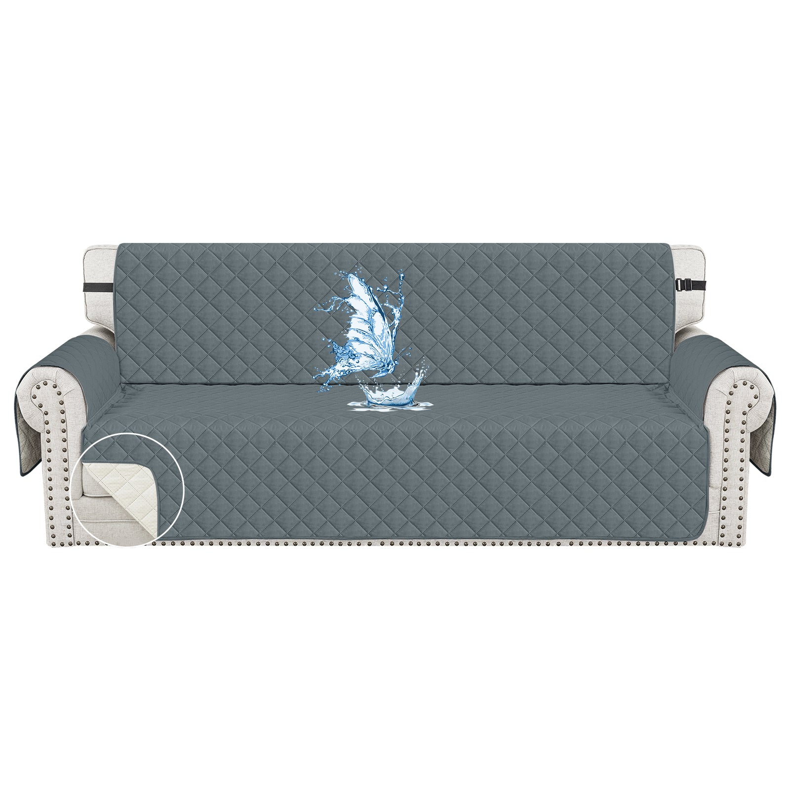 Ystyle Waterproof 4 Seater Sofa Cover with Armrests Anti-Slip