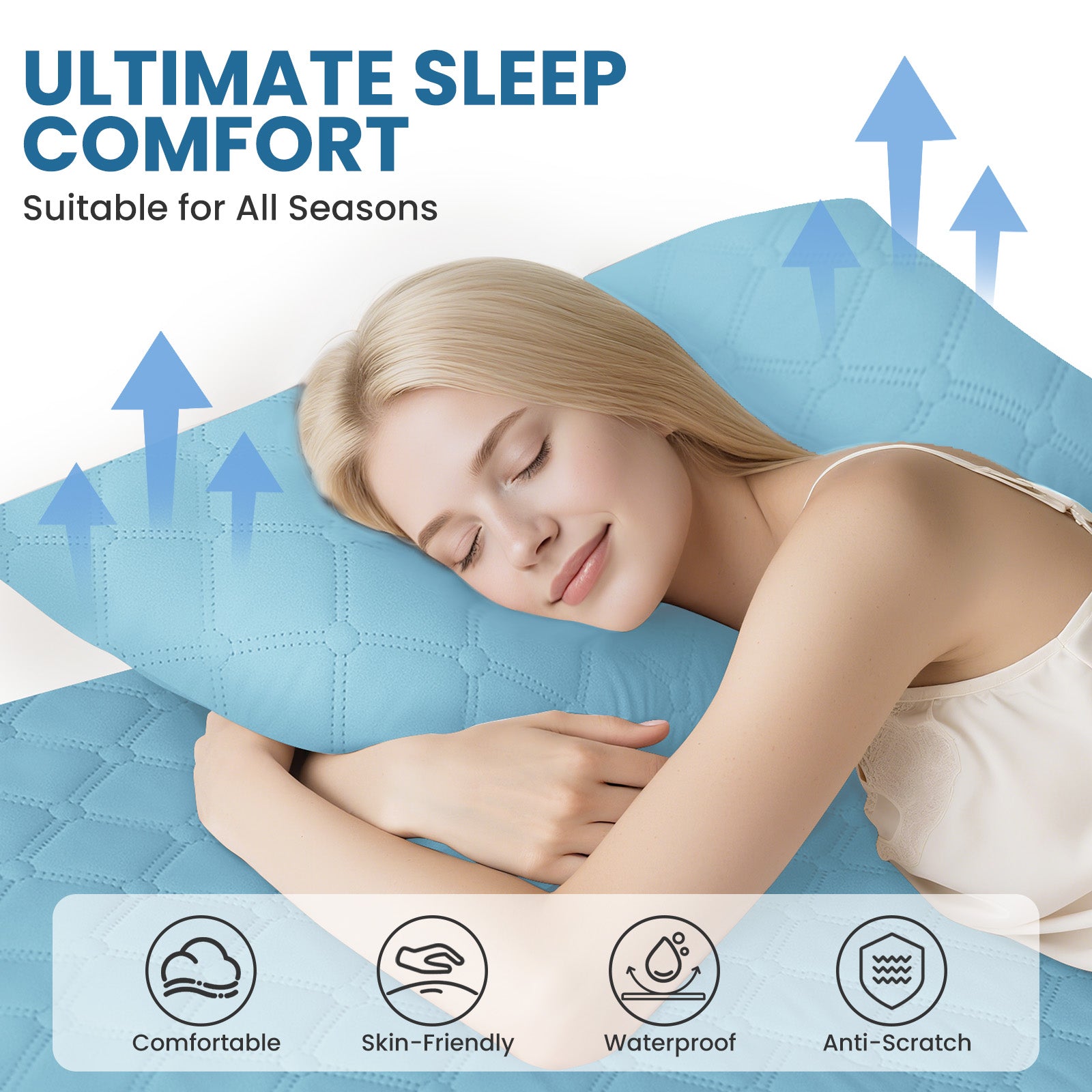 Ystyle Waterproof Pillow Protectors 50x80 cm Set of 2, Scratch-Resistant Pillowcase Covers