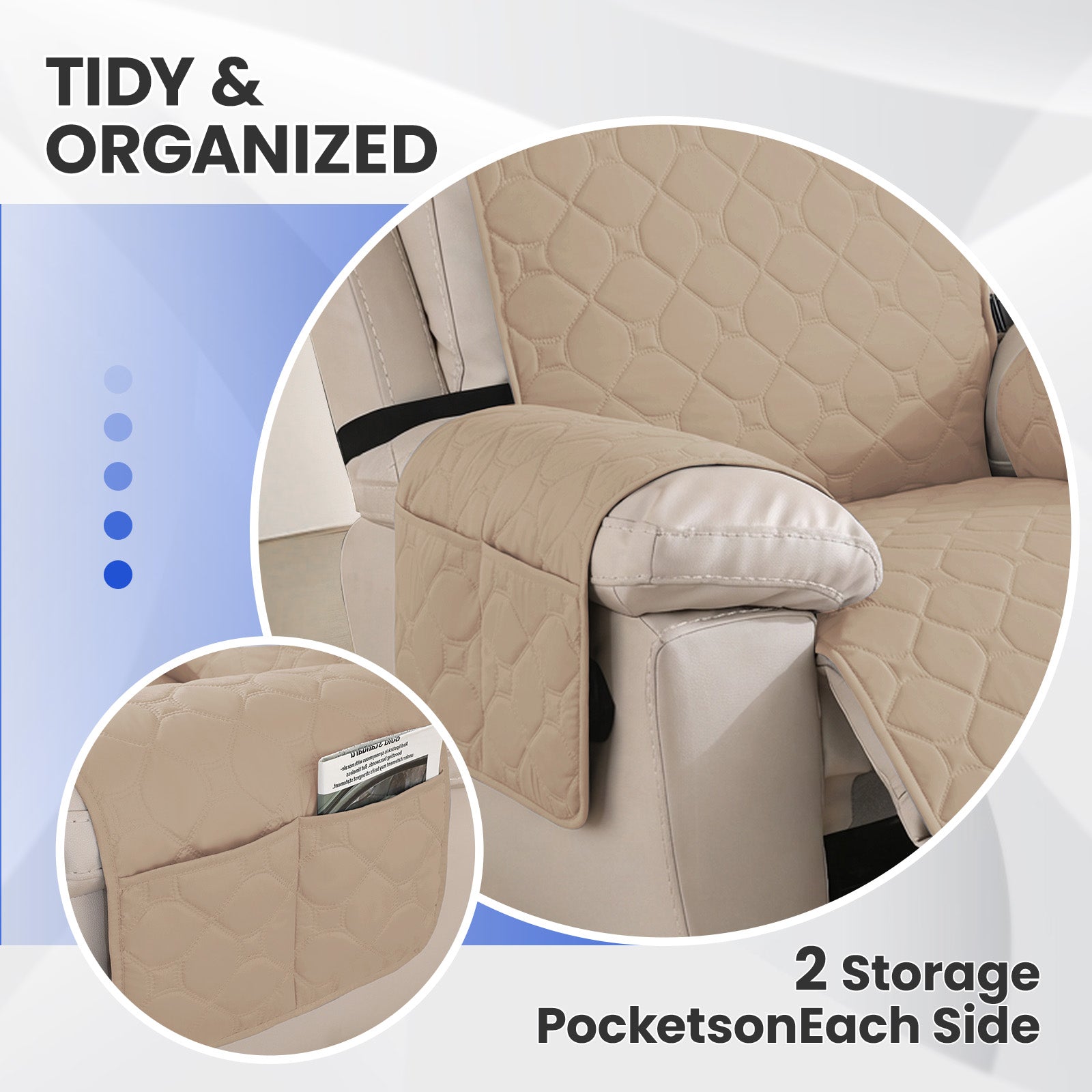 YSTYLE imperméable Recliner Armchair couverture with accoudoirs 1 Seater