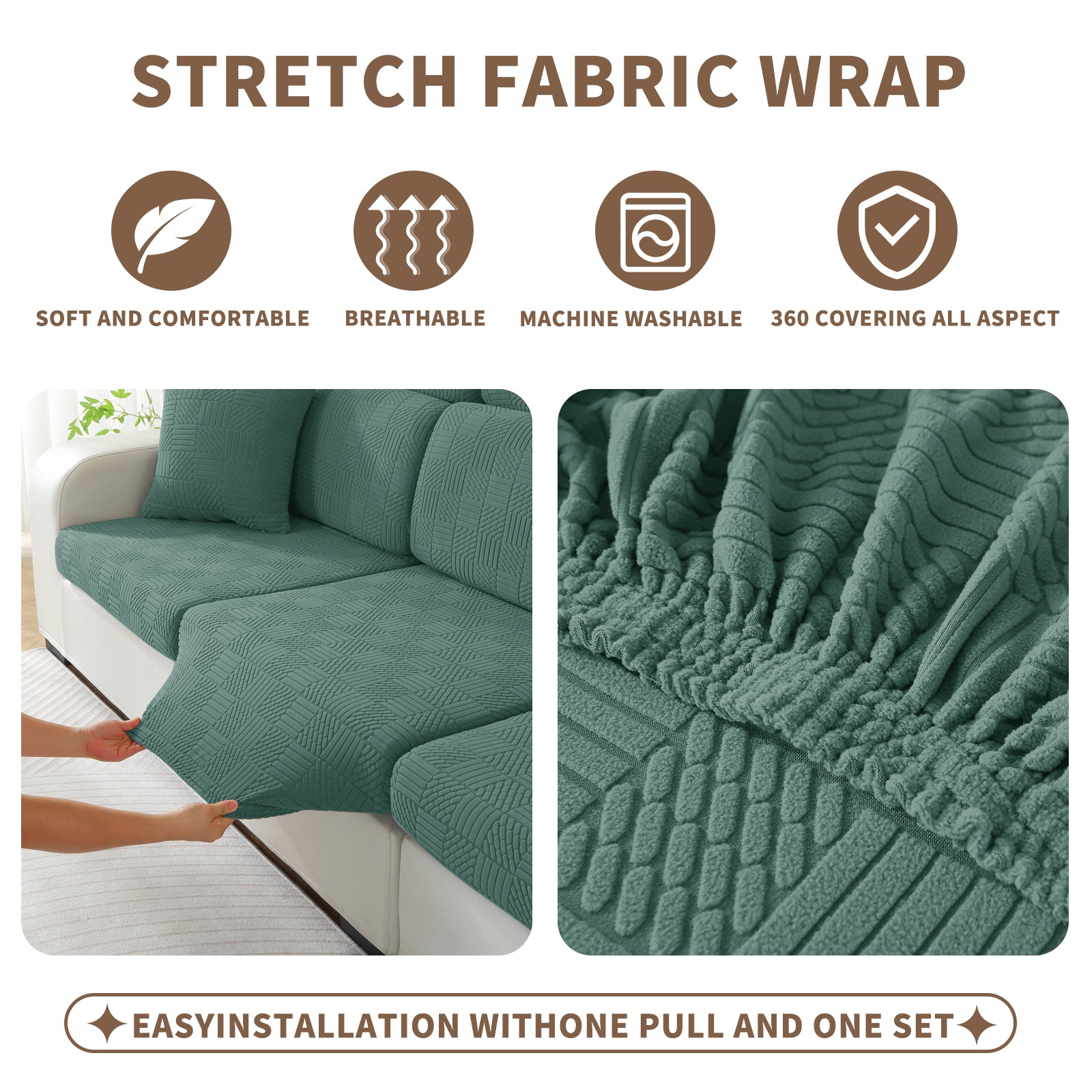 YSTYLE Copertura per sedile divano elasticizzata 3 posti motivo geometrico