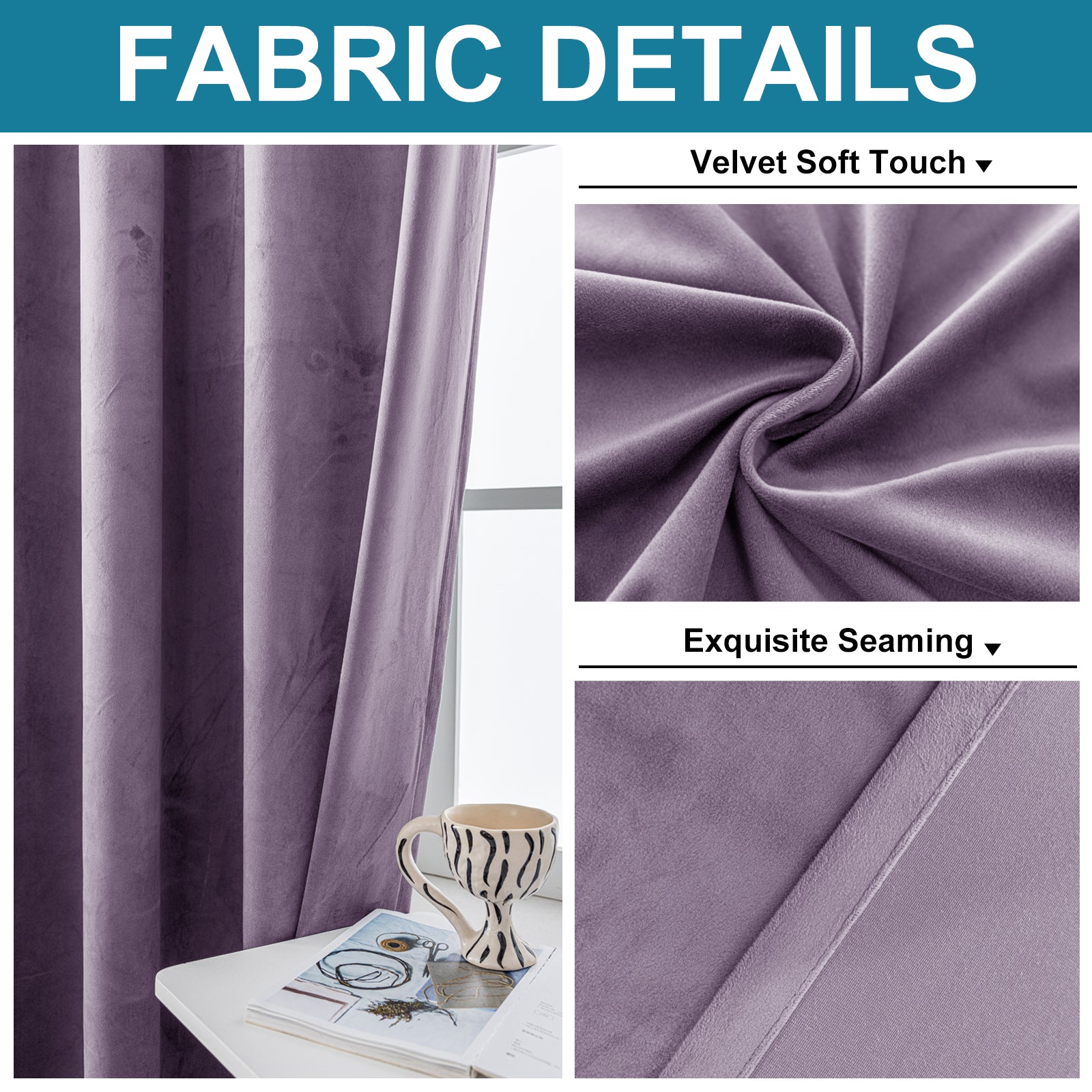 YSTYLE 2 Pieces Velvet Blackout Curtains Thermal Insulated-YSTYLE