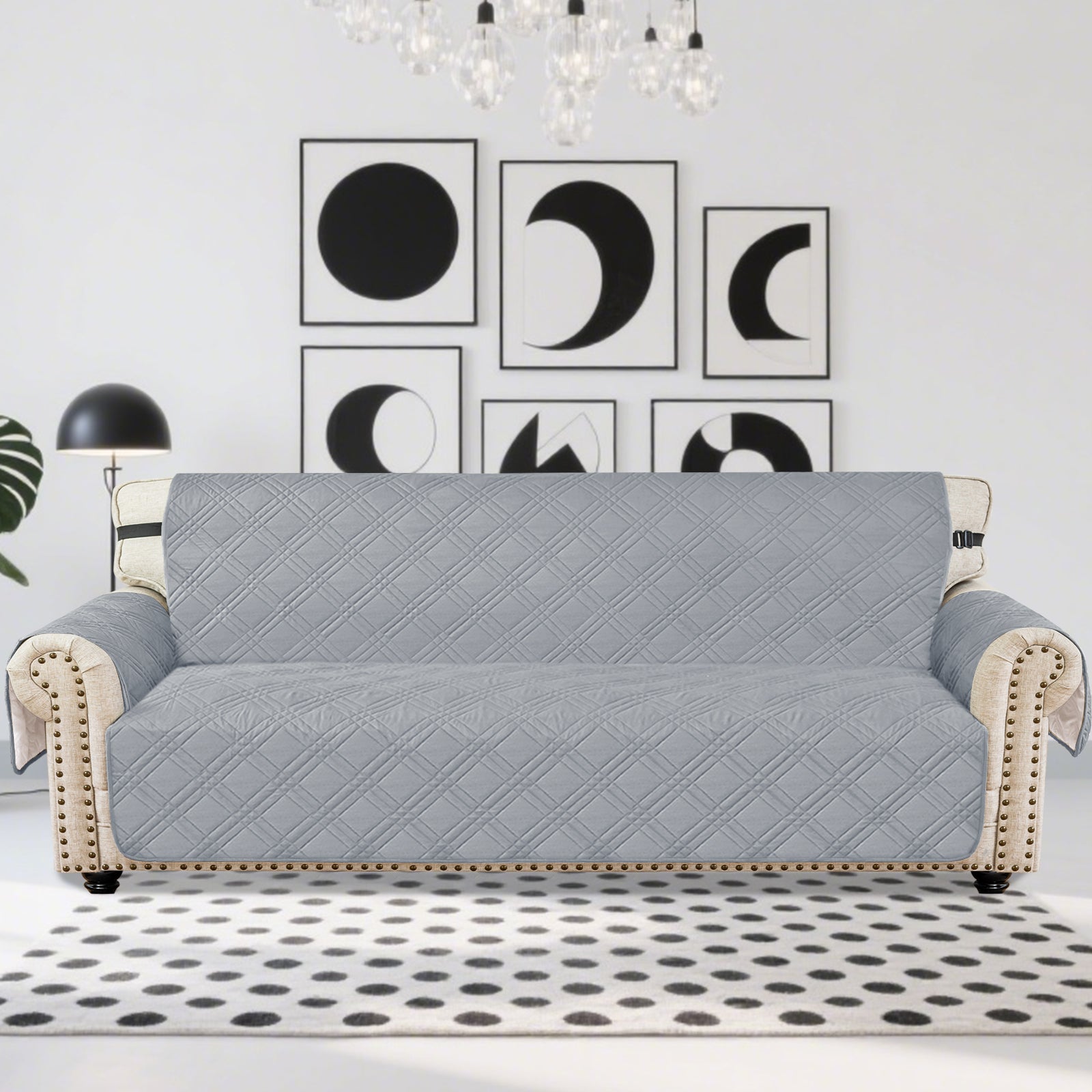 Ystyle Reversible couverture de canapé 4 places with accoudoirs antidérapant