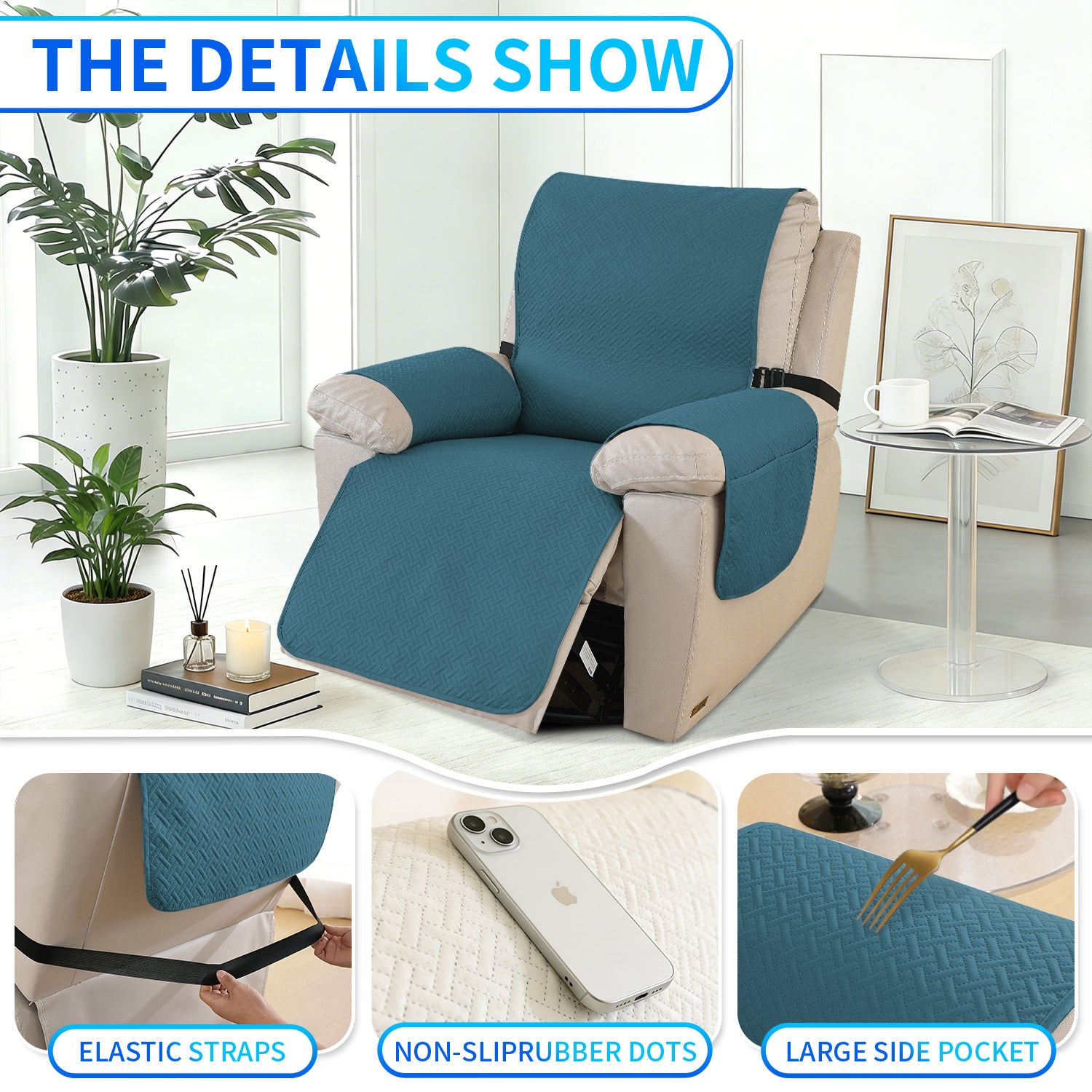 imperméable Armchair couverture with antidérapant Back and Side Pockets