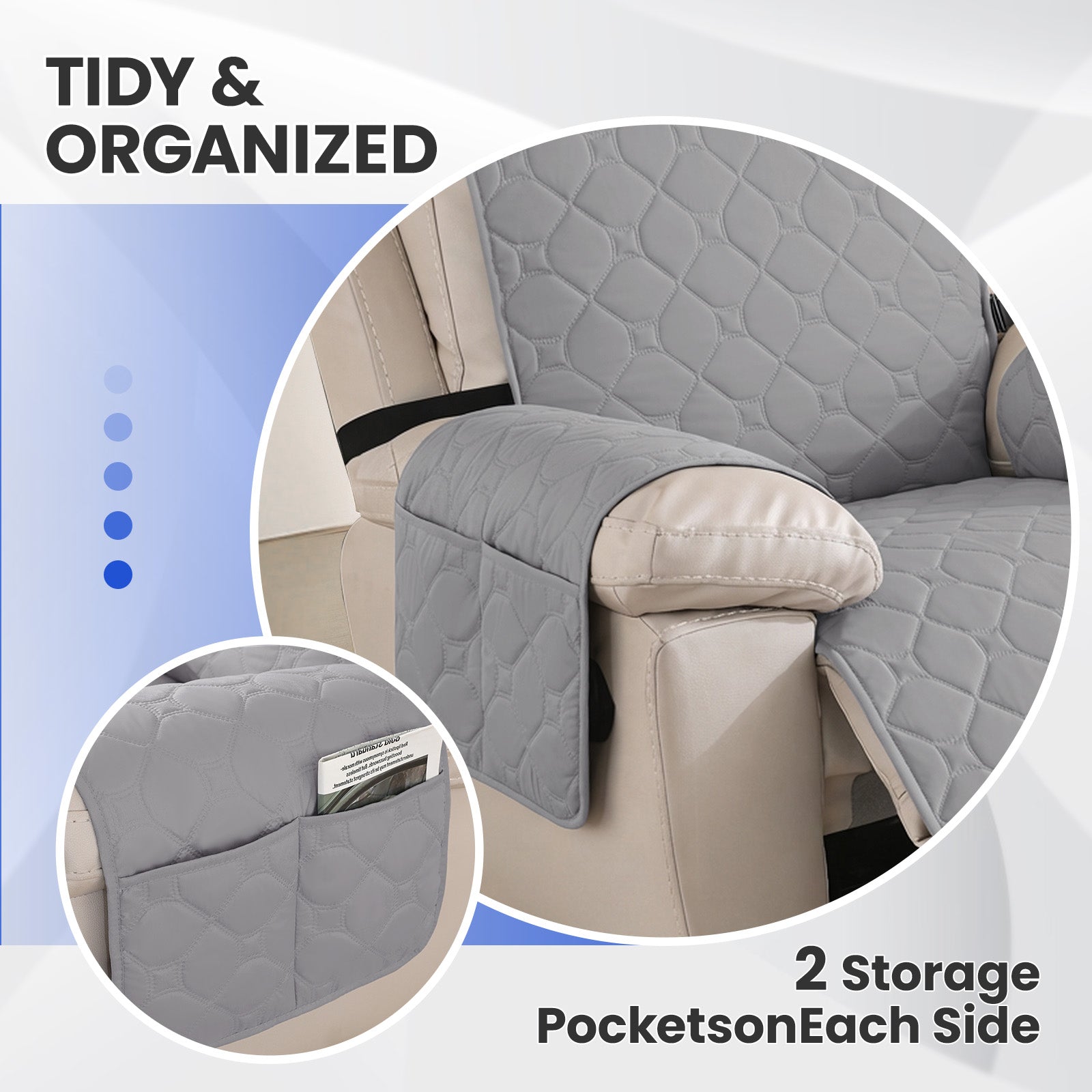 YSTYLE Waterproof Recliner Armchair Cover with Armrests 1 Seater