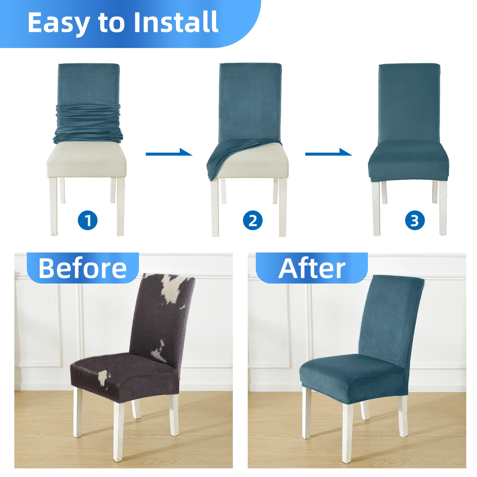 YSTYLE 6 pezzi di coprisedie in velluto elasticizzato con schienale