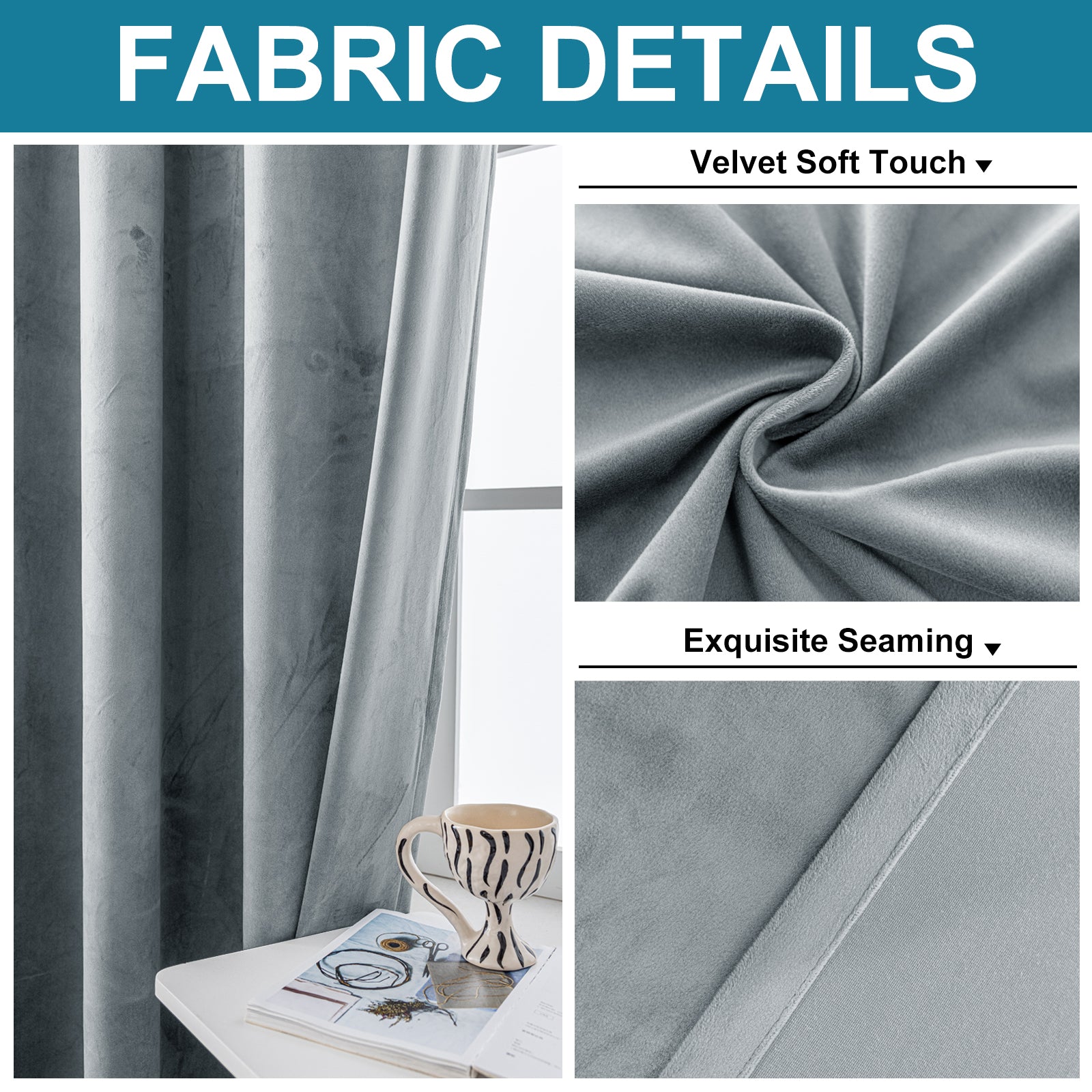 YSTYLE 2 Pieces Velvet Blackout Curtains Thermal Insulated-YSTYLE