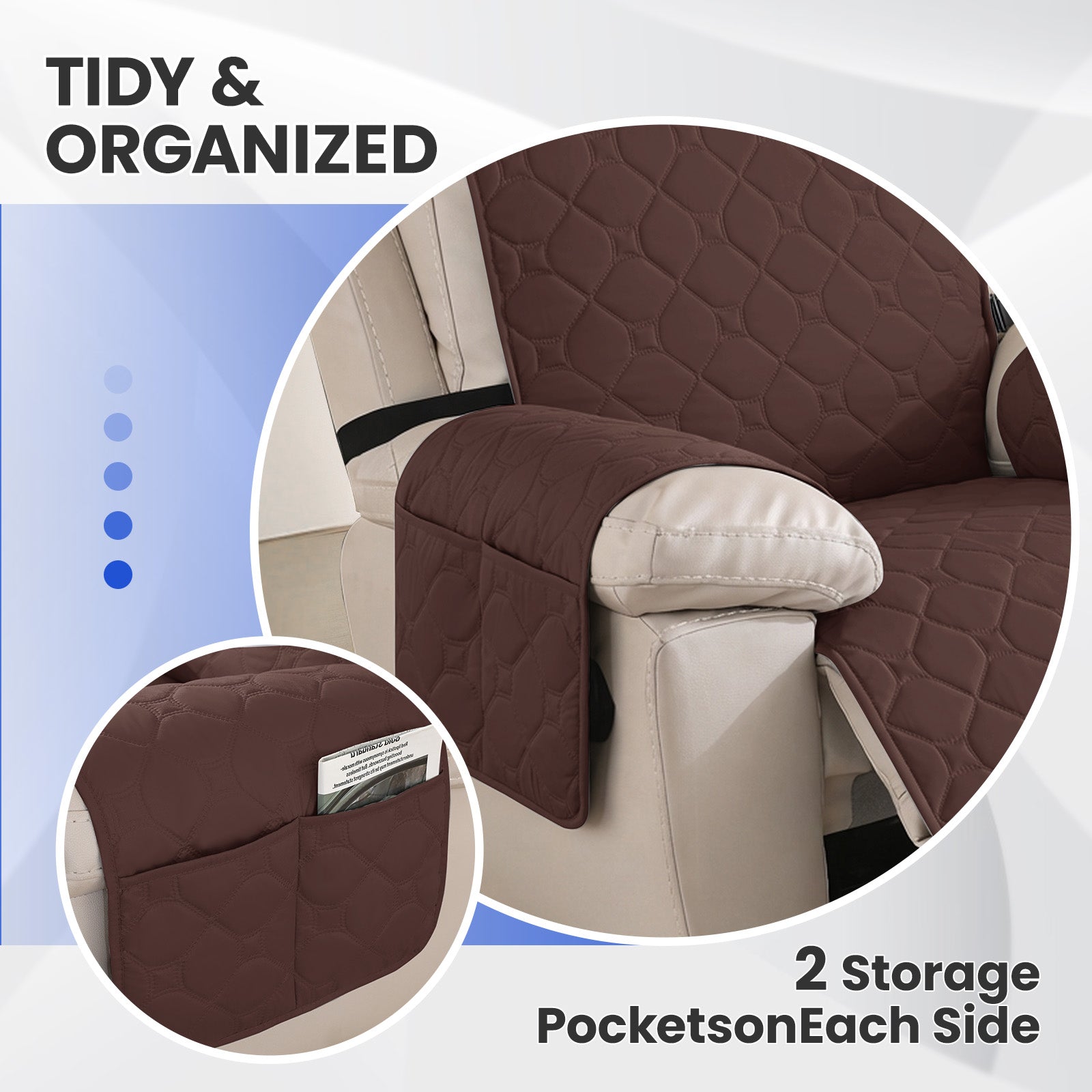 YSTYLE imperméable Recliner Armchair couverture with accoudoirs 1 Seater