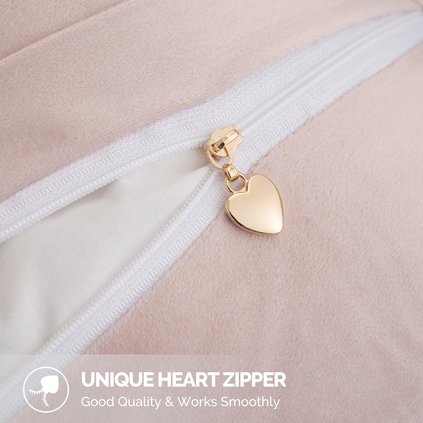 Ystyle Chenille Sofa Cushion Covers 60 x 60 cm, 2 Pieces, Soft Durable Heart-Shaped Cushion Cover, Decorative Elegant Pillow Case for Living Room