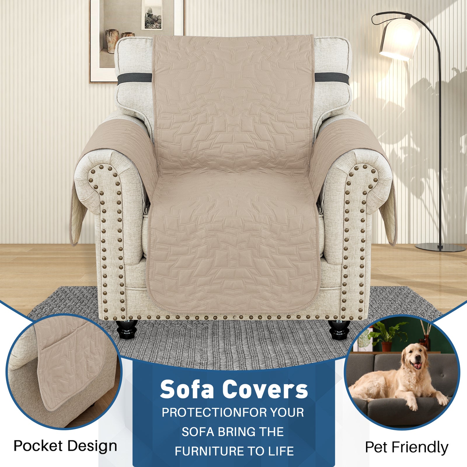 Copertura Impermeabile per Poltrona Singola con Braccioli e Funzione Antiscivolo | YSTYLE