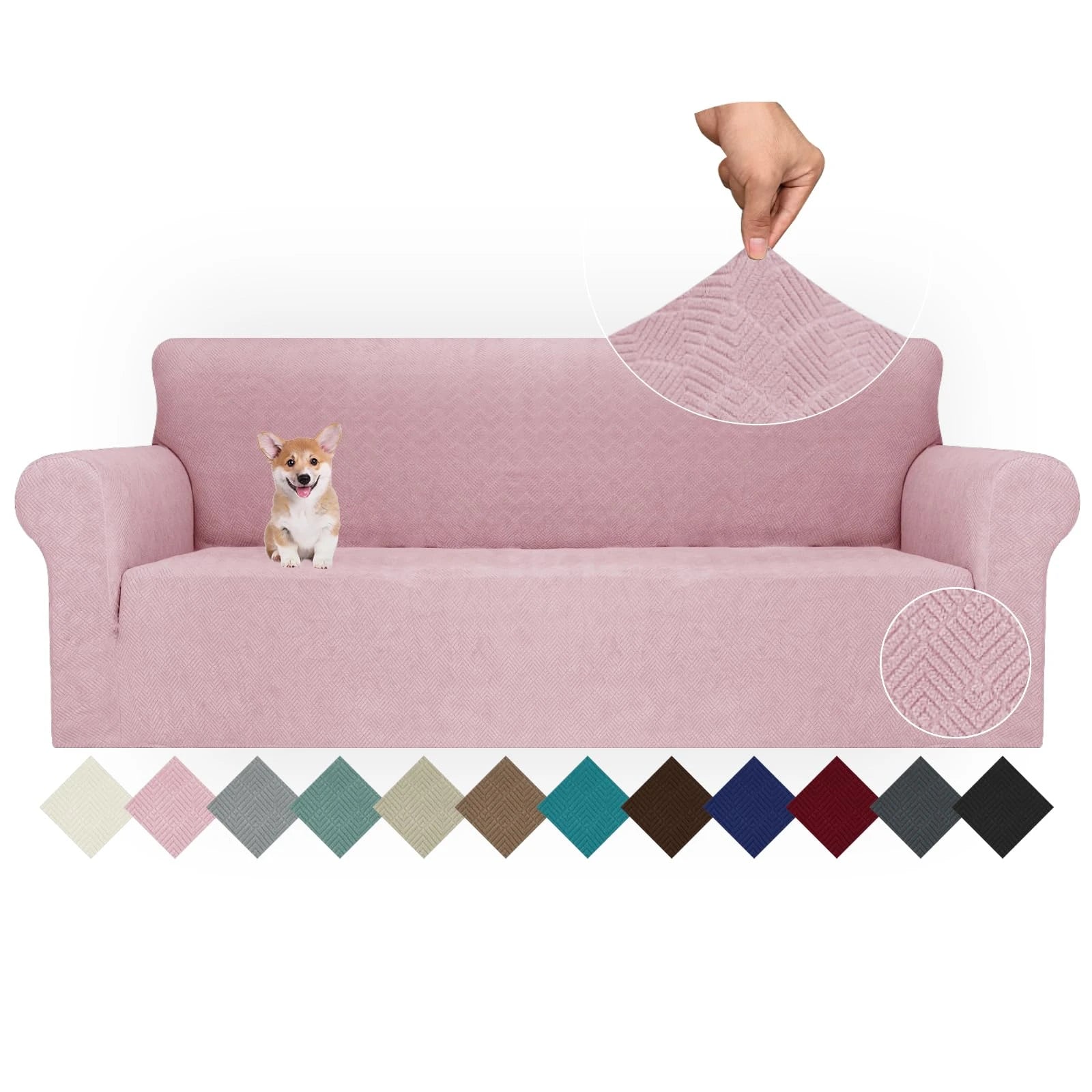 YSTYLE Stretch 4 Seater Sofa Cover with Armrests Anti-Slip Washable-YSTYLE