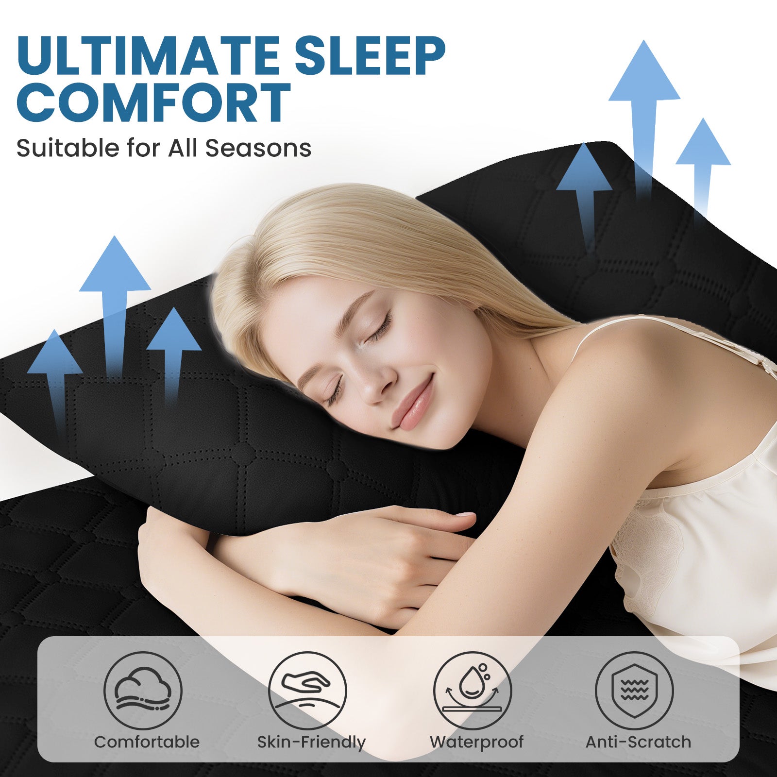 Ystyle Waterproof Pillow Protectors 50x80 cm Set of 2, Scratch-Resistant Pillowcase Covers