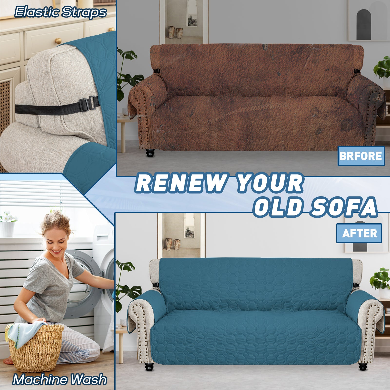 YSTYLE imperméable 2 Seater canapé couverture with accoudoirs antidérapant