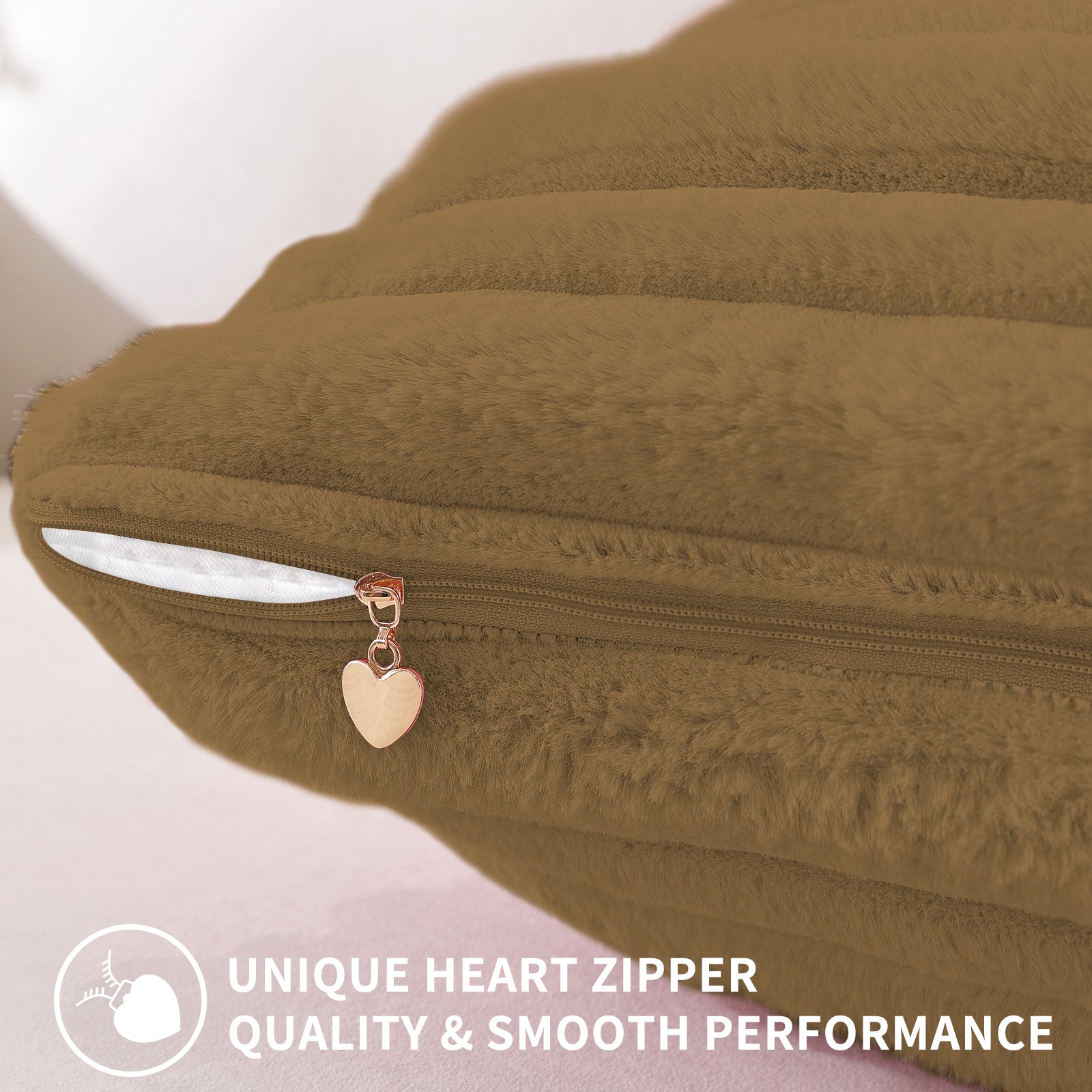 Ystyle Set of 2 Velvet Cushion Cover 50 x 50, Super Soft Striped Cushion Covers, Decoration Cushion Covers with Heart-Shaped Zipper, for Sofa Chair Bed Living Room