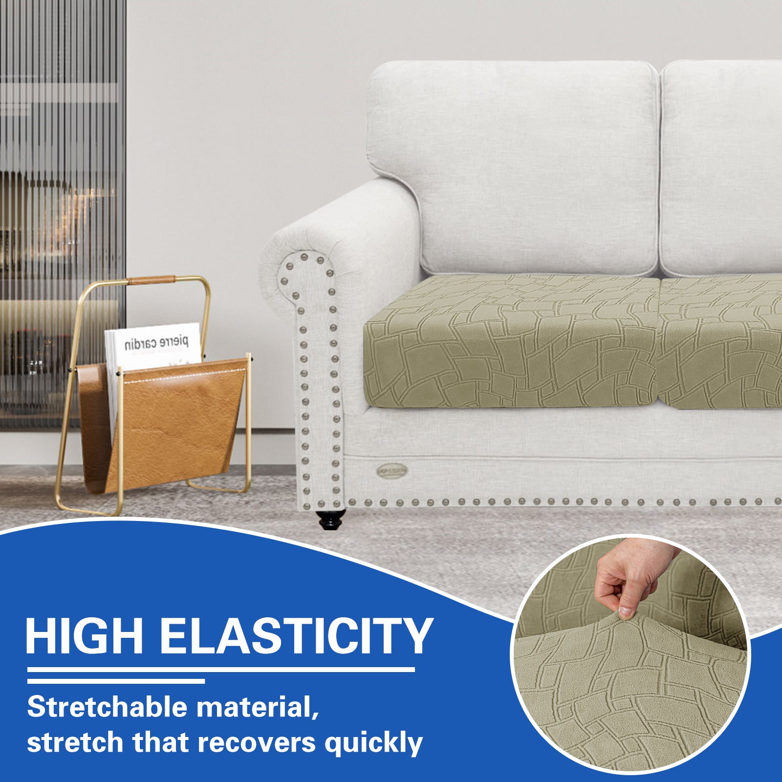 YSTYLE 2 pezzi Copertura per sedile divano elasticizzata 1 posto geometrico anti-scivolo