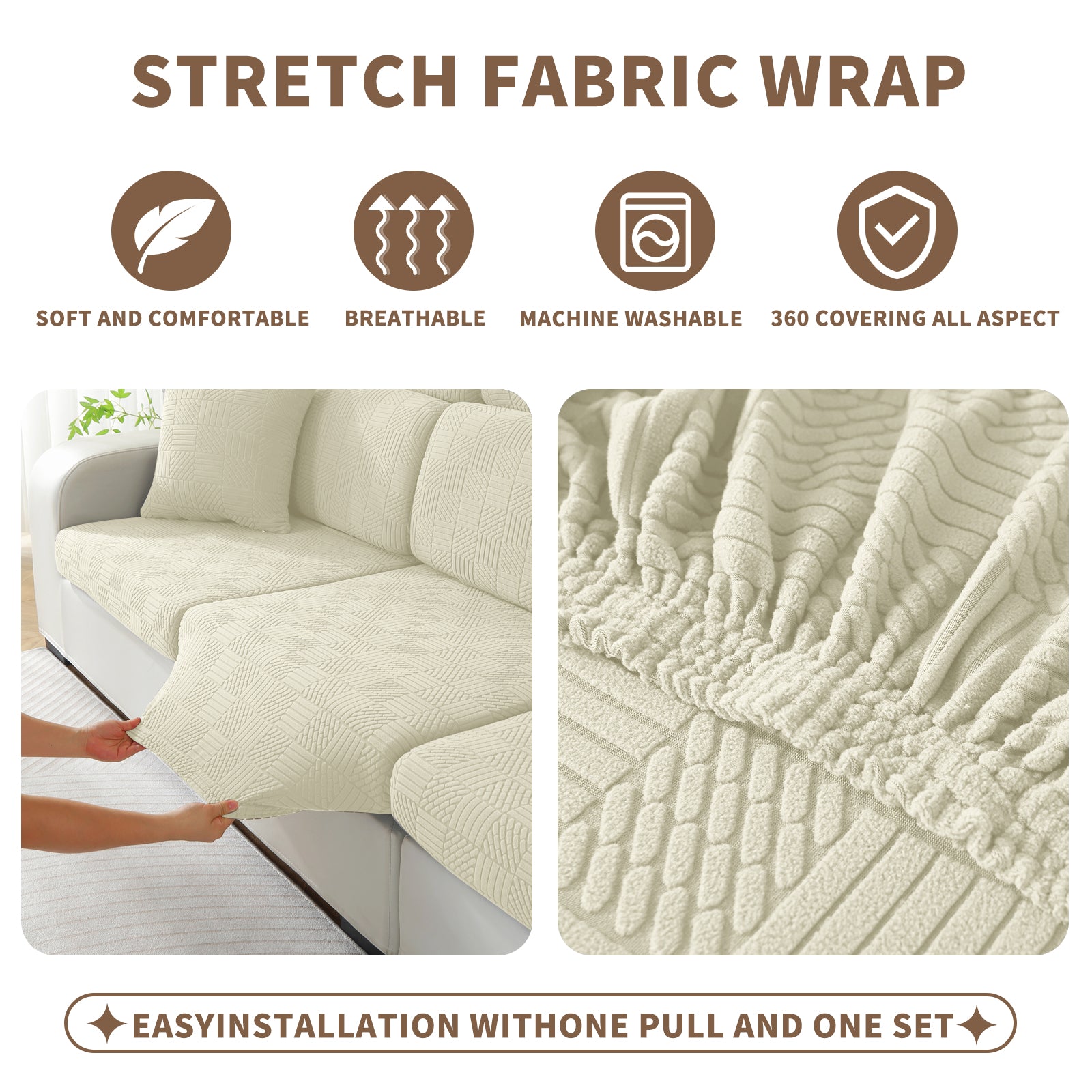 YSTYLE Copertura per sedile divano elasticizzata 3 posti motivo geometrico