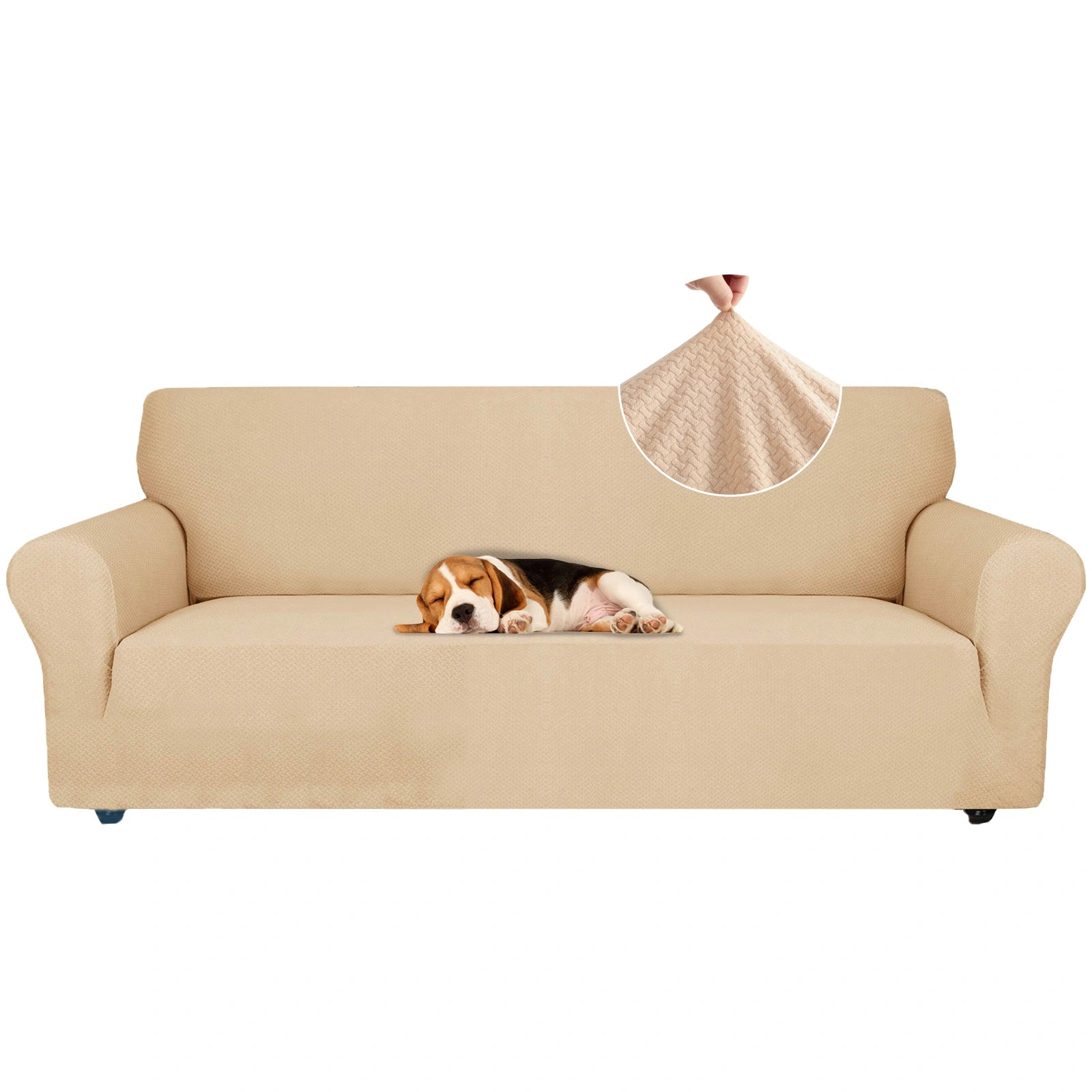 YSTYLE 4 Seater Sofa Cover – Stretch Jacquard, Anti-Slip, Cat-Proof, Washable, Full Cover-Knot