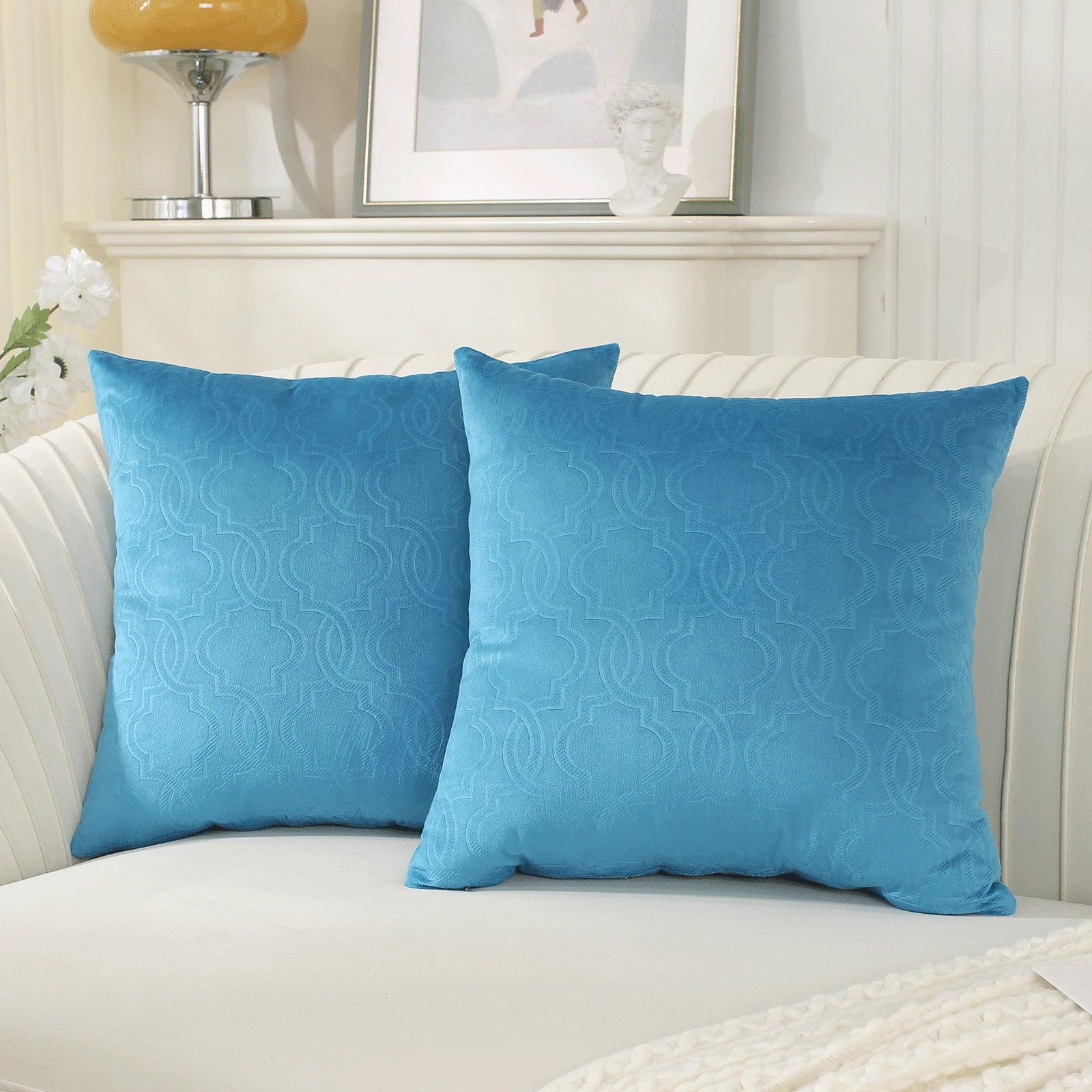 YSTYLE Velvet Sofa Cushion Covers, Decorative Throw Pillow Covers, 2 pcs, Hidden Zipper-Lantern Shape