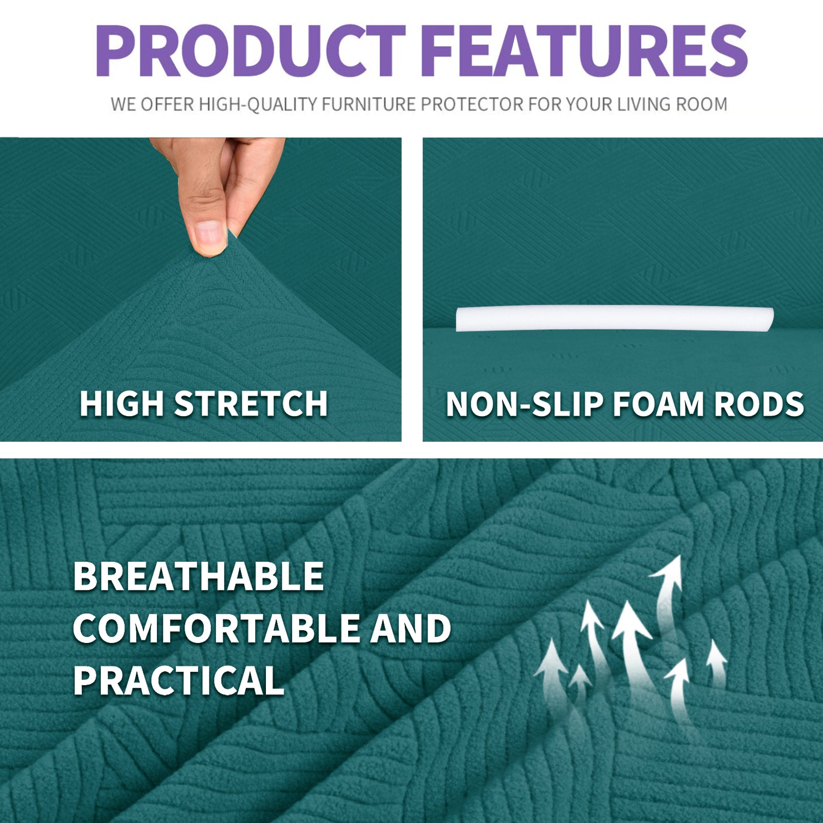 YSTYLE Hoch Stretch 3-Sitzer Sofa Bezug Anti-Rutsch Waschbar