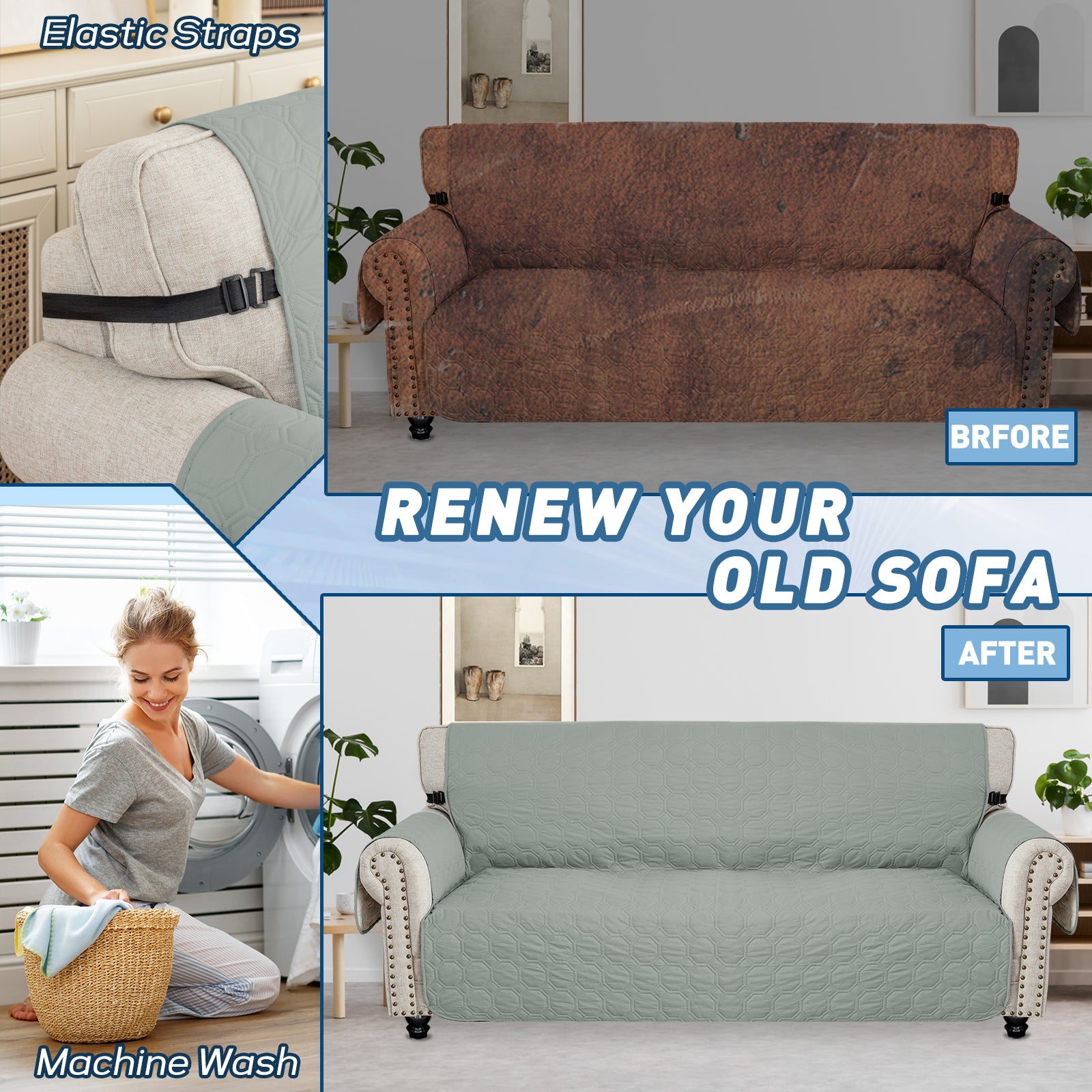 Copertura per divano impermeabile YSTYLE per 3 posti con braccioli, antiscivolo