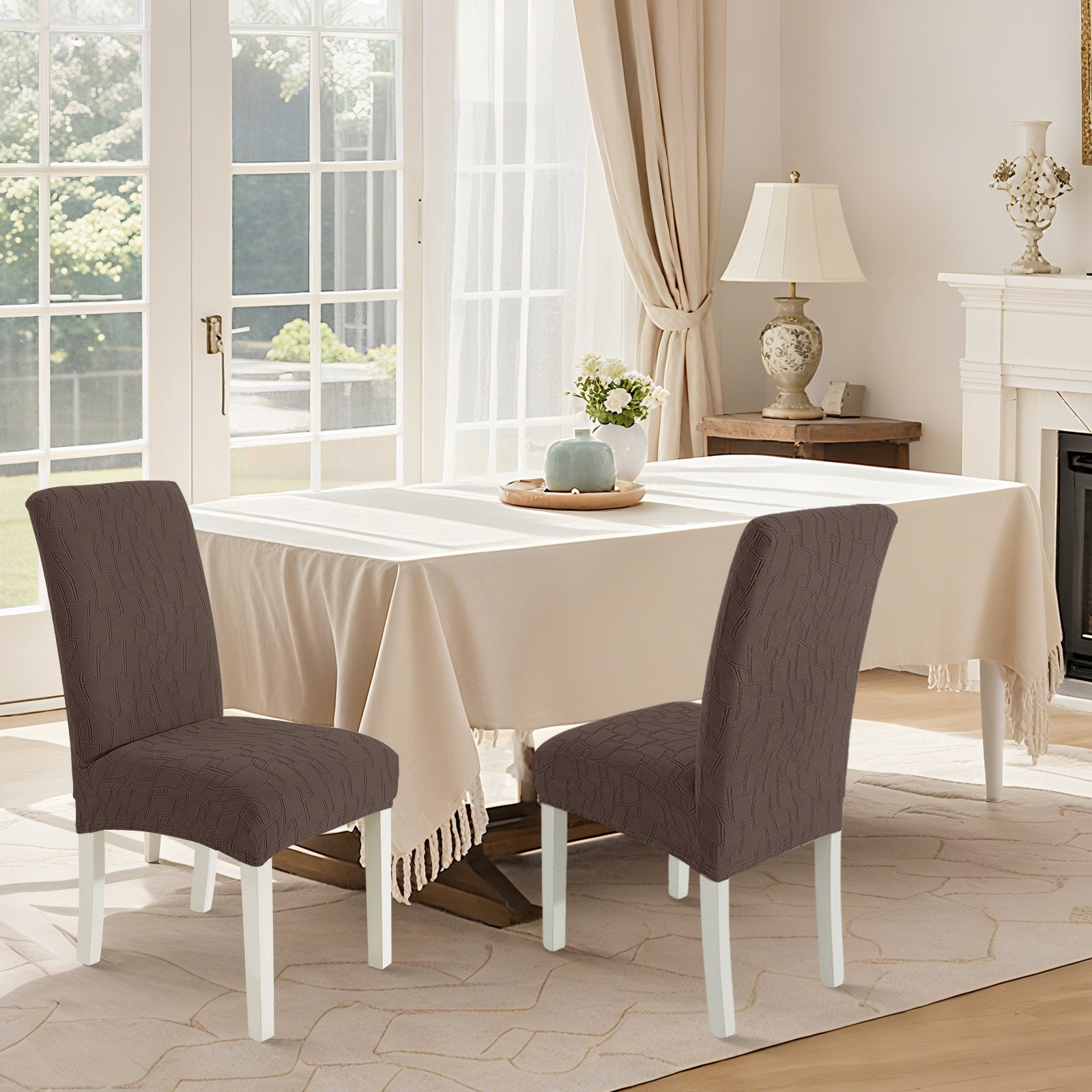 Ystyle 2-Piece Chair Covers with Backrest, Elastic Living Room Kitchen Chair Slipcovers, Soft Comfortable Anti-Scratch Chair Covers, Easy to Clean and Durable, Washable Removable