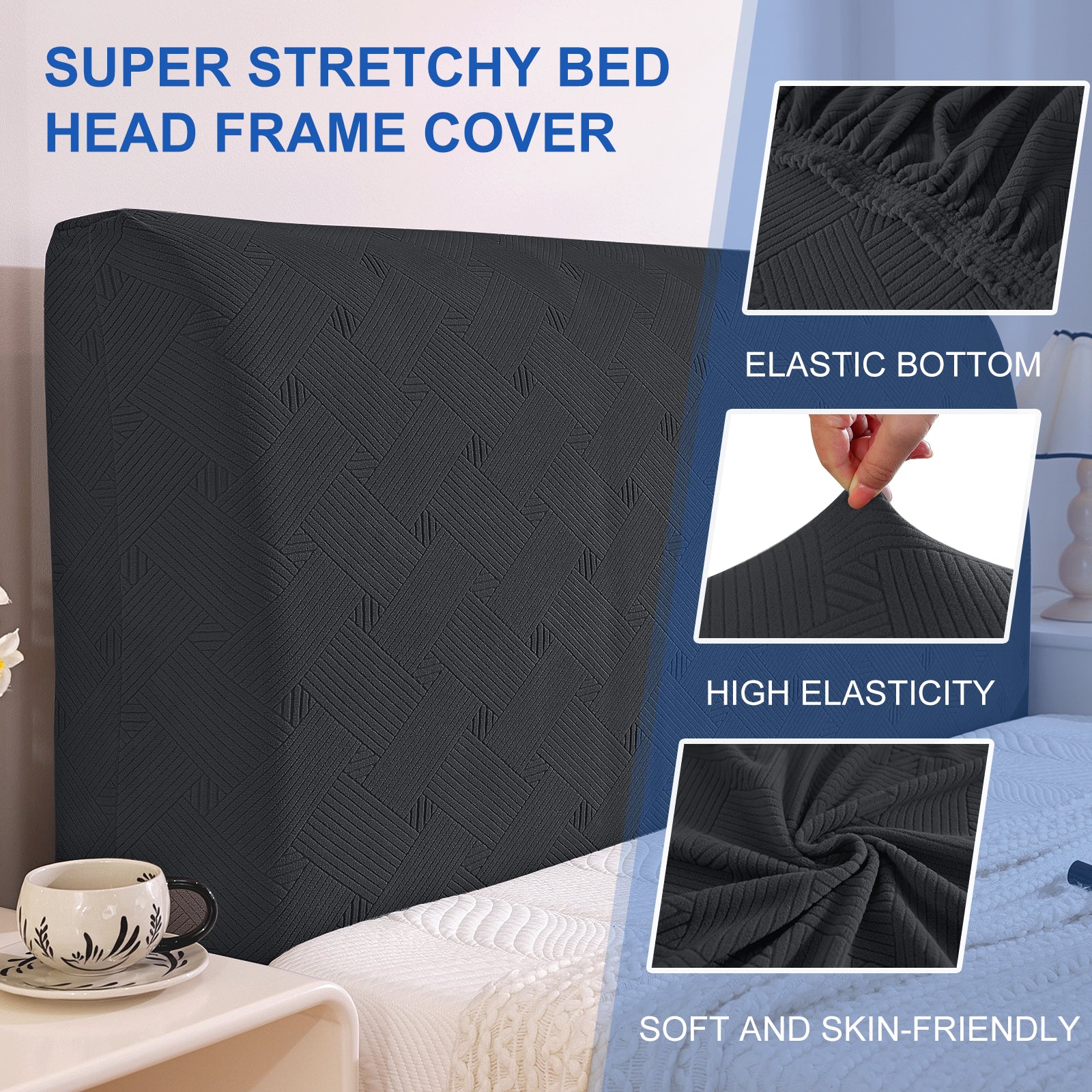 Ystyle 150cm Bed Headboard Cover, Elasticized Double/Single Bed Headboard Cover, Washable Double Bed Headboard Slipcover, Universal Dust-Proof Headboard Cover