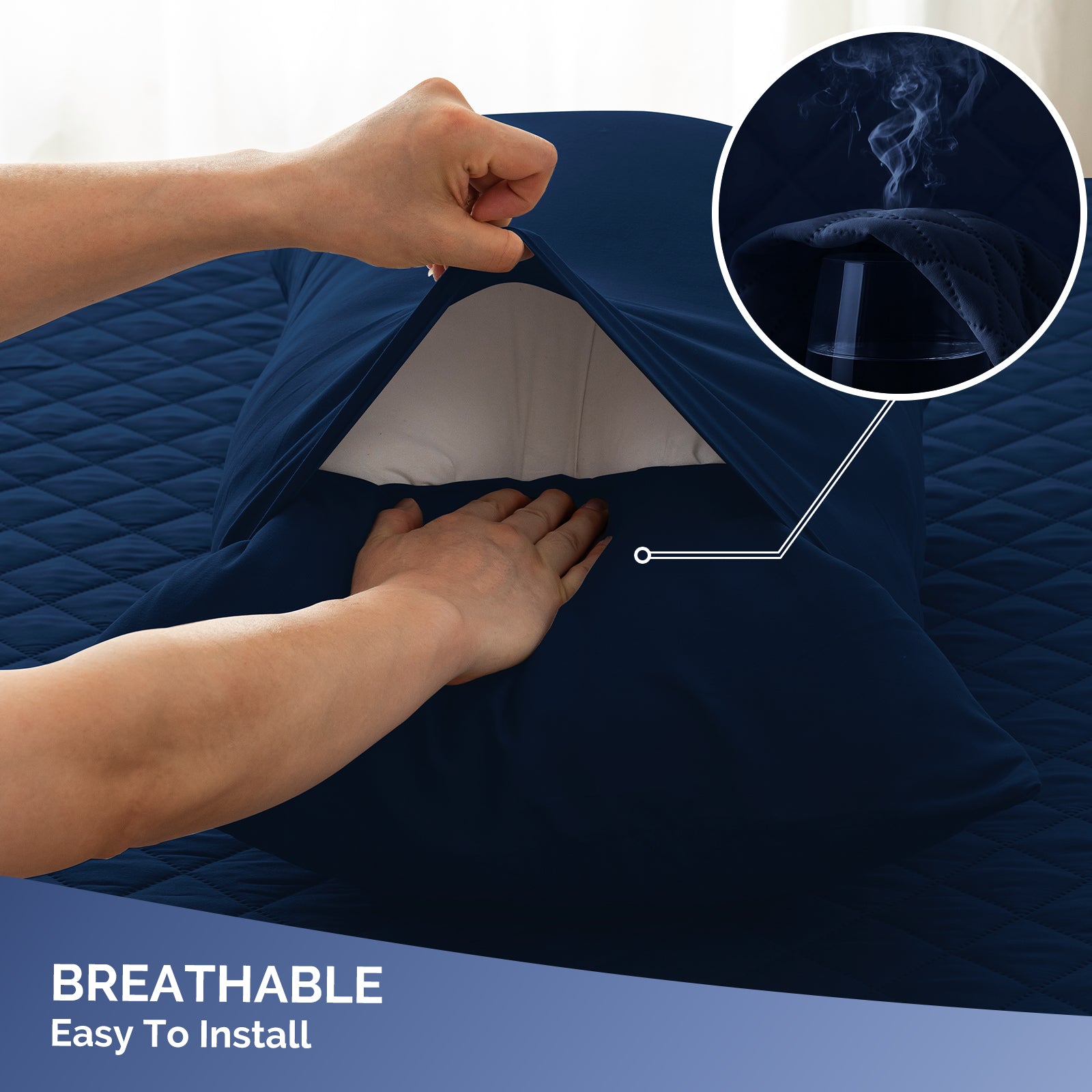 YSTYLE 2 Waterproof Pillowcases 50x80cm Breathable Anti Mite-YSTYLE