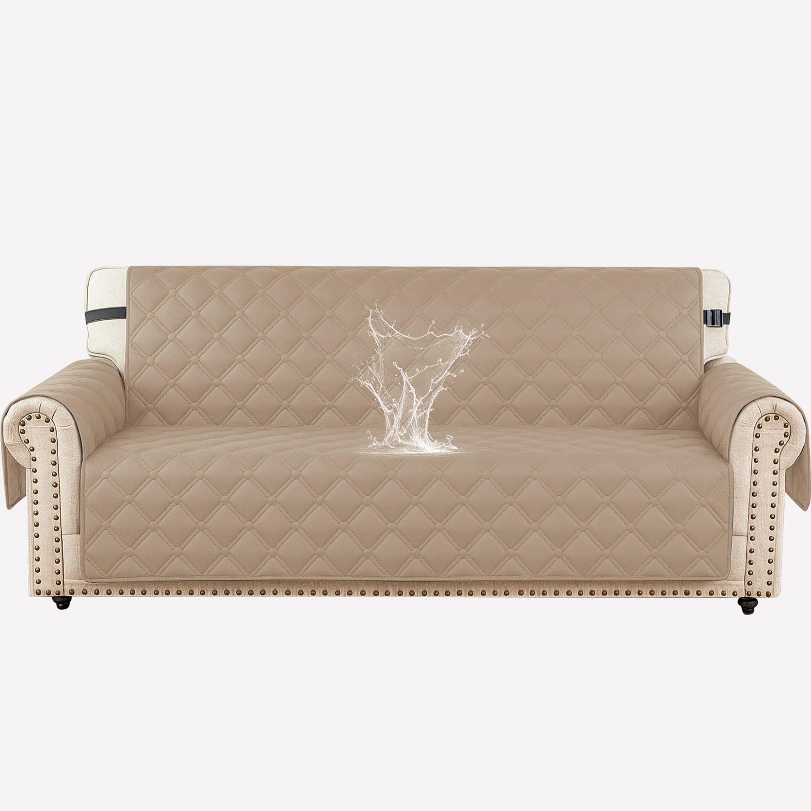 Ystyle Waterproof 3 Seater Sofa Cover with Armrests Side Pockets