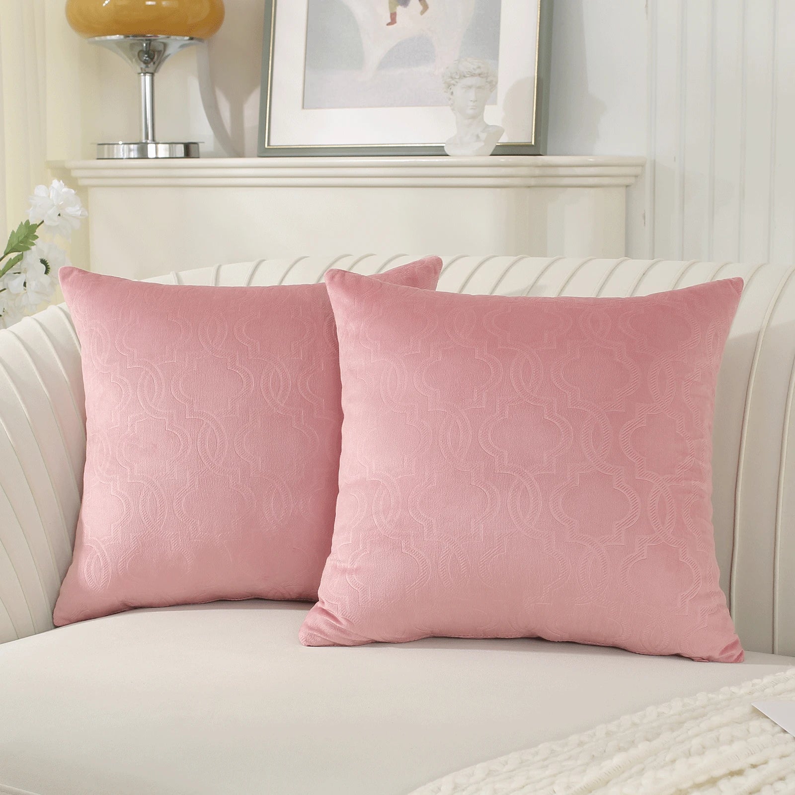 YSTYLE Velvet Sofa Cushion Covers, Decorative Throw Pillow Covers, 2 pcs, Hidden Zipper-Lantern Shape