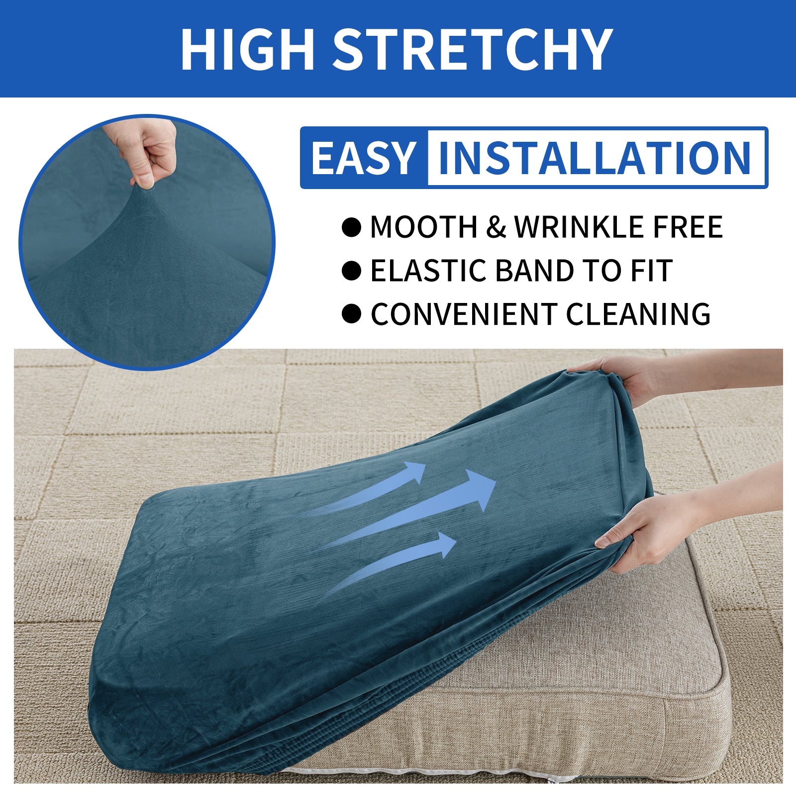 YSTYLE 2 Pieces Velvet Stretch Sofa Seat Cover 1 Seater Anti Slip-YSTYLE