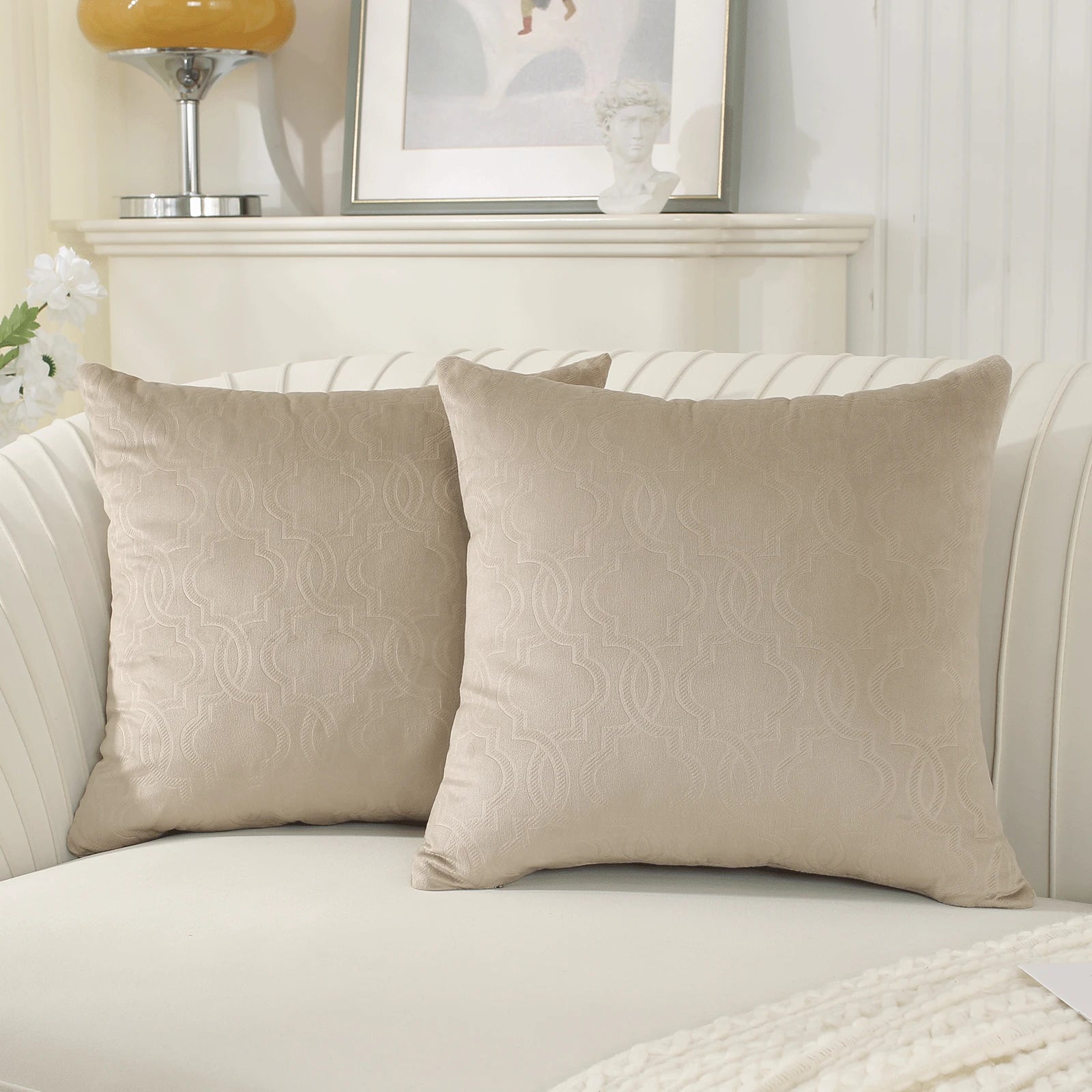 YSTYLE Velvet Sofa Cushion Covers, Decorative Throw Pillow Covers, 2 pcs, Hidden Zipper-Lantern Shape