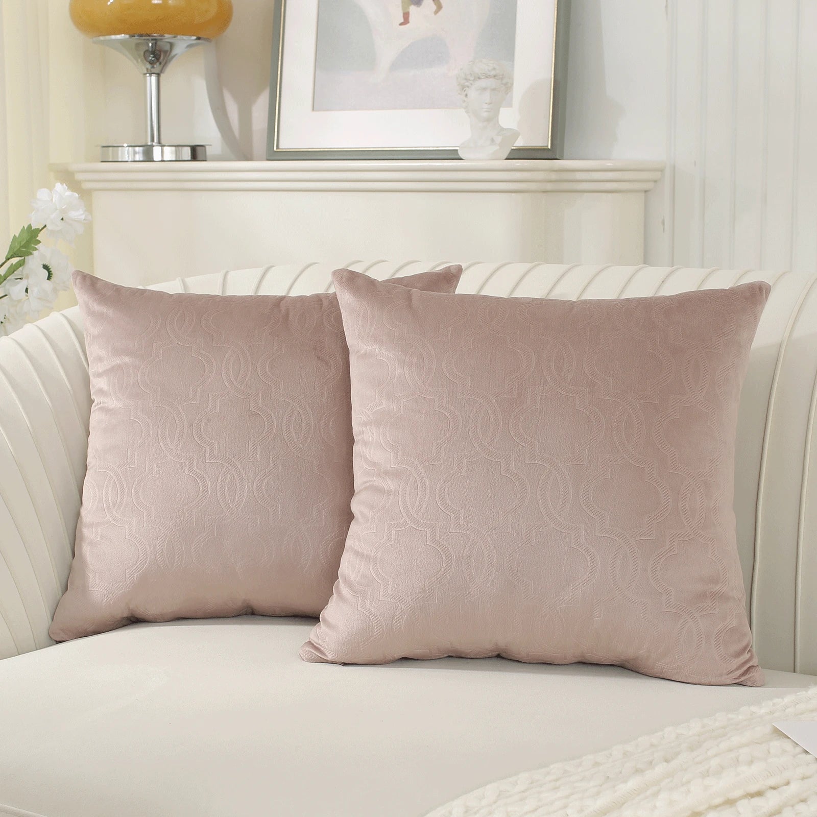 YSTYLE Velvet Sofa Cushion Covers, Decorative Throw Pillow Covers, 2 pcs, Hidden Zipper-Lantern Shape