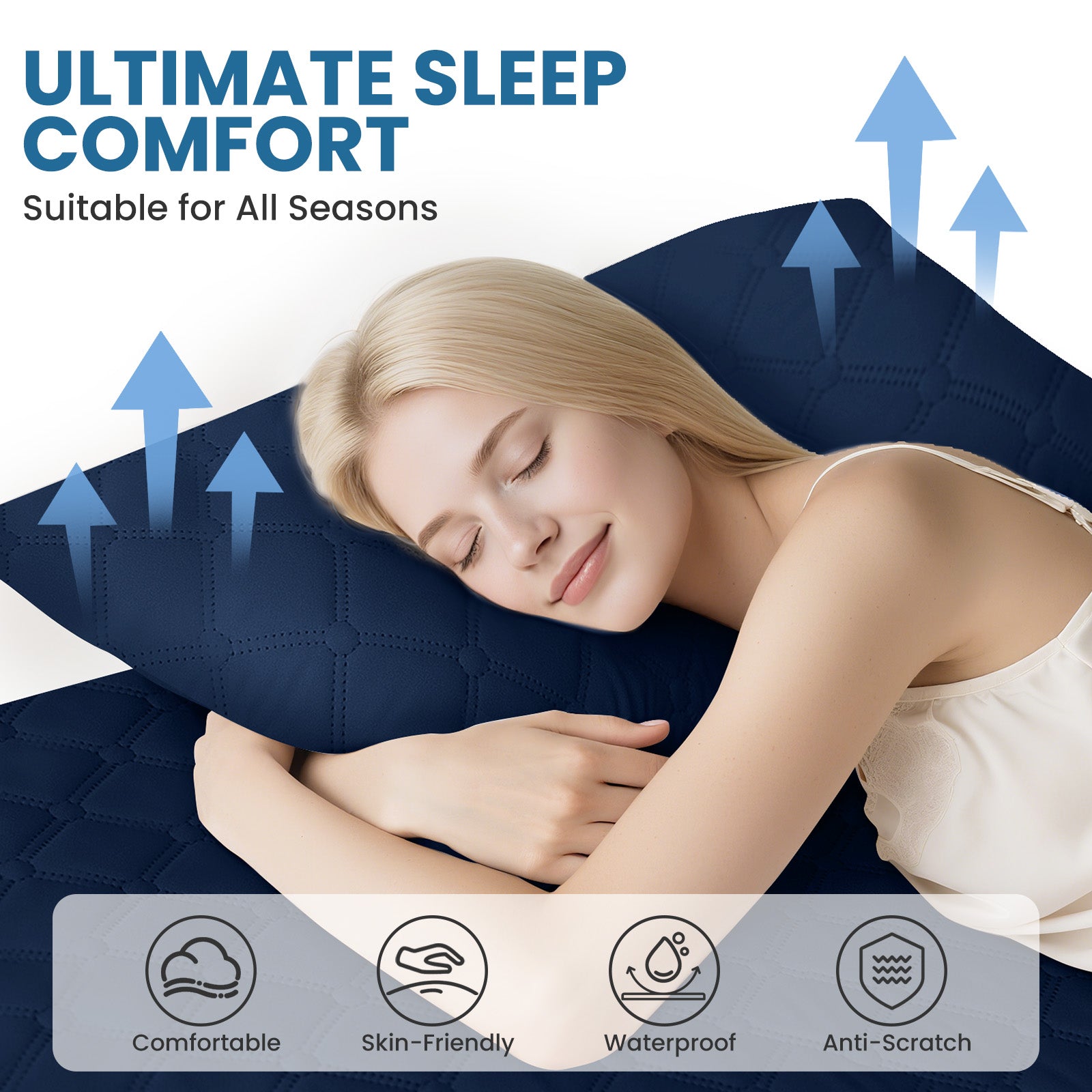 Ystyle Waterproof Pillow Protectors 50x80 cm Set of 2, Scratch-Resistant Pillowcase Covers