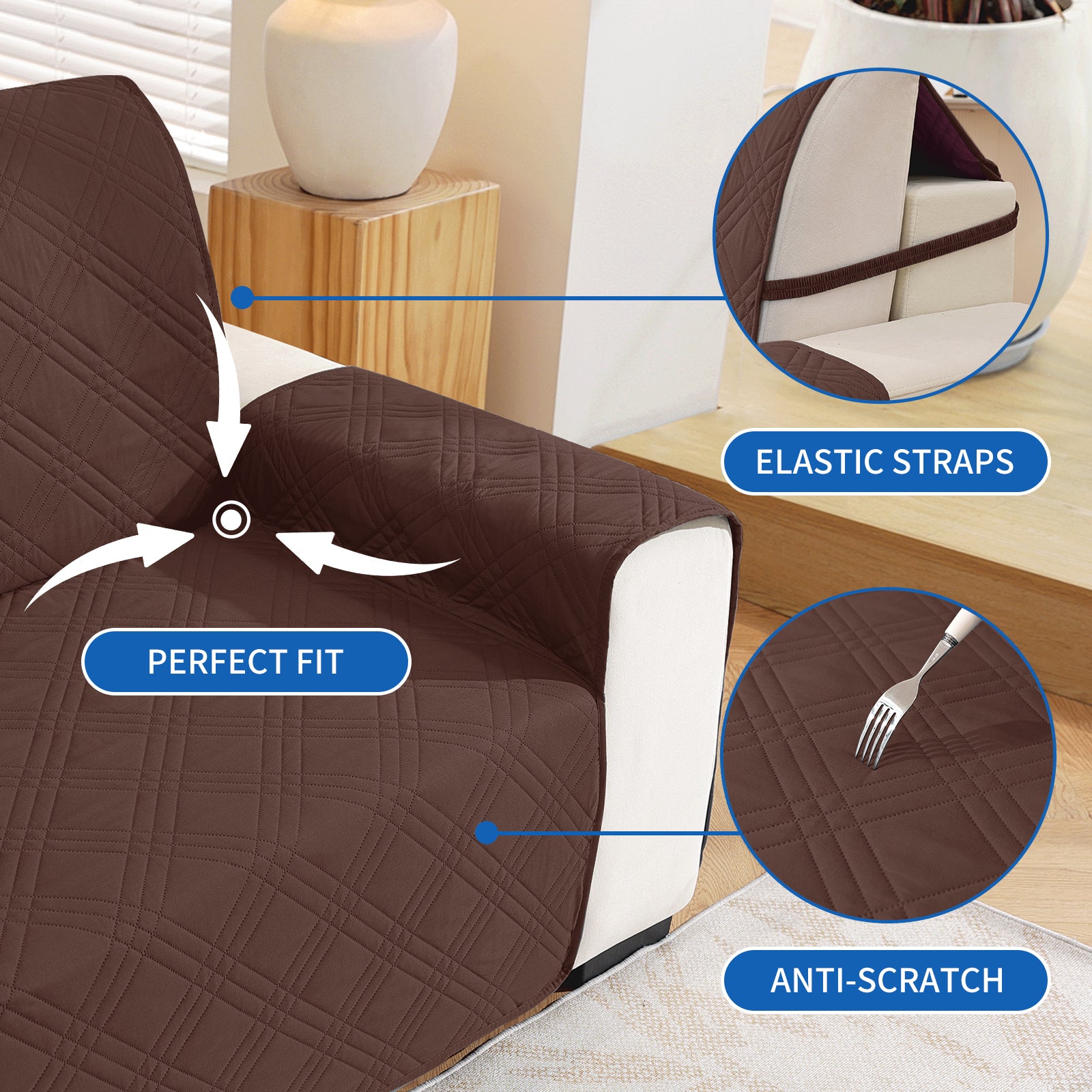 YSTYLE Reversible 4 Seater Corner Sofa Cover Quilted Anti Slip-YSTYLE