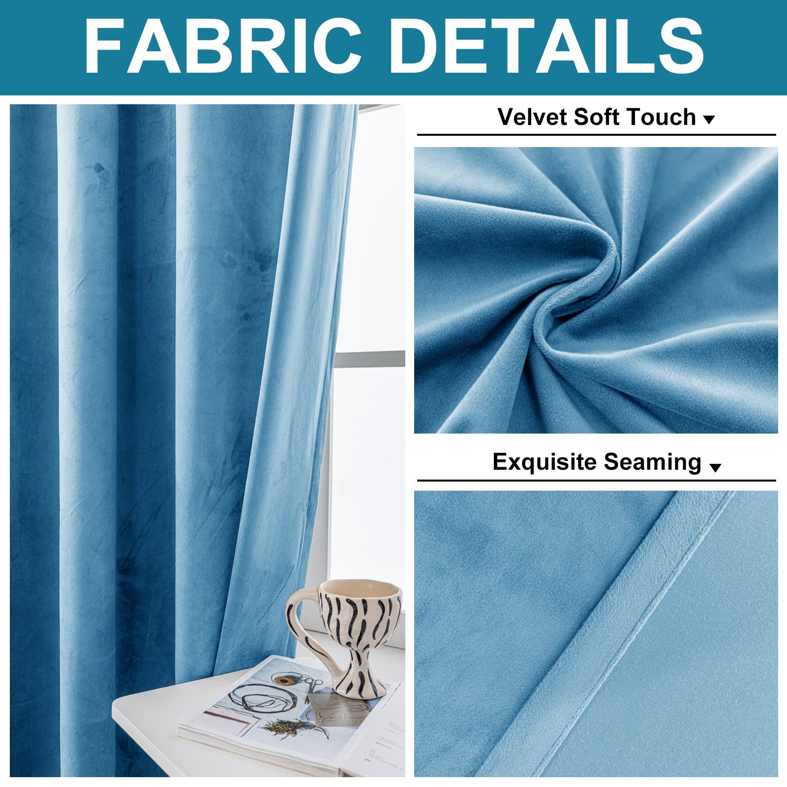 YSTYLE 2 Pieces Velvet Blackout Curtains Thermal Insulated-YSTYLE