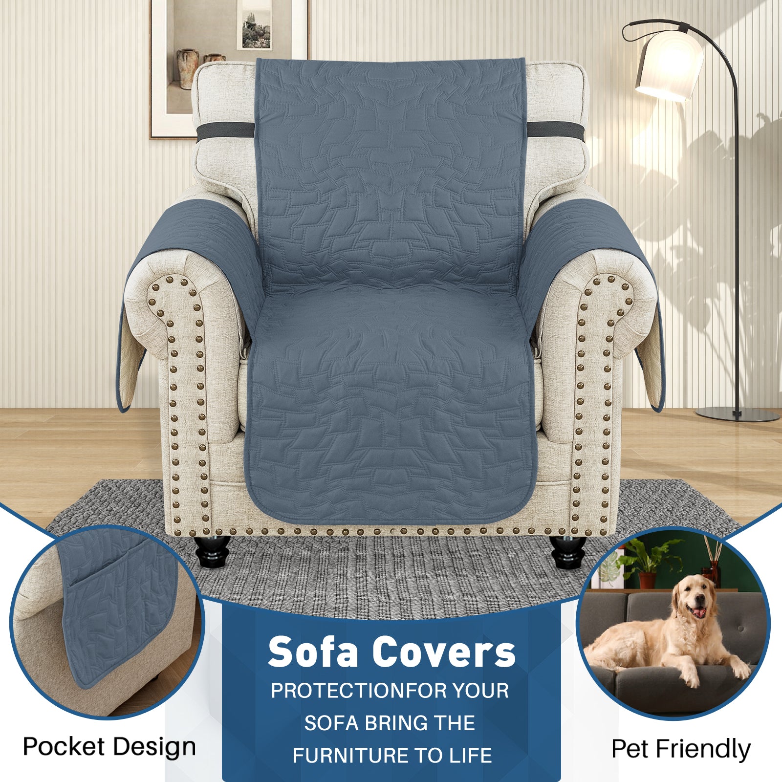 Copertura Impermeabile per Poltrona Singola con Braccioli e Funzione Antiscivolo | YSTYLE