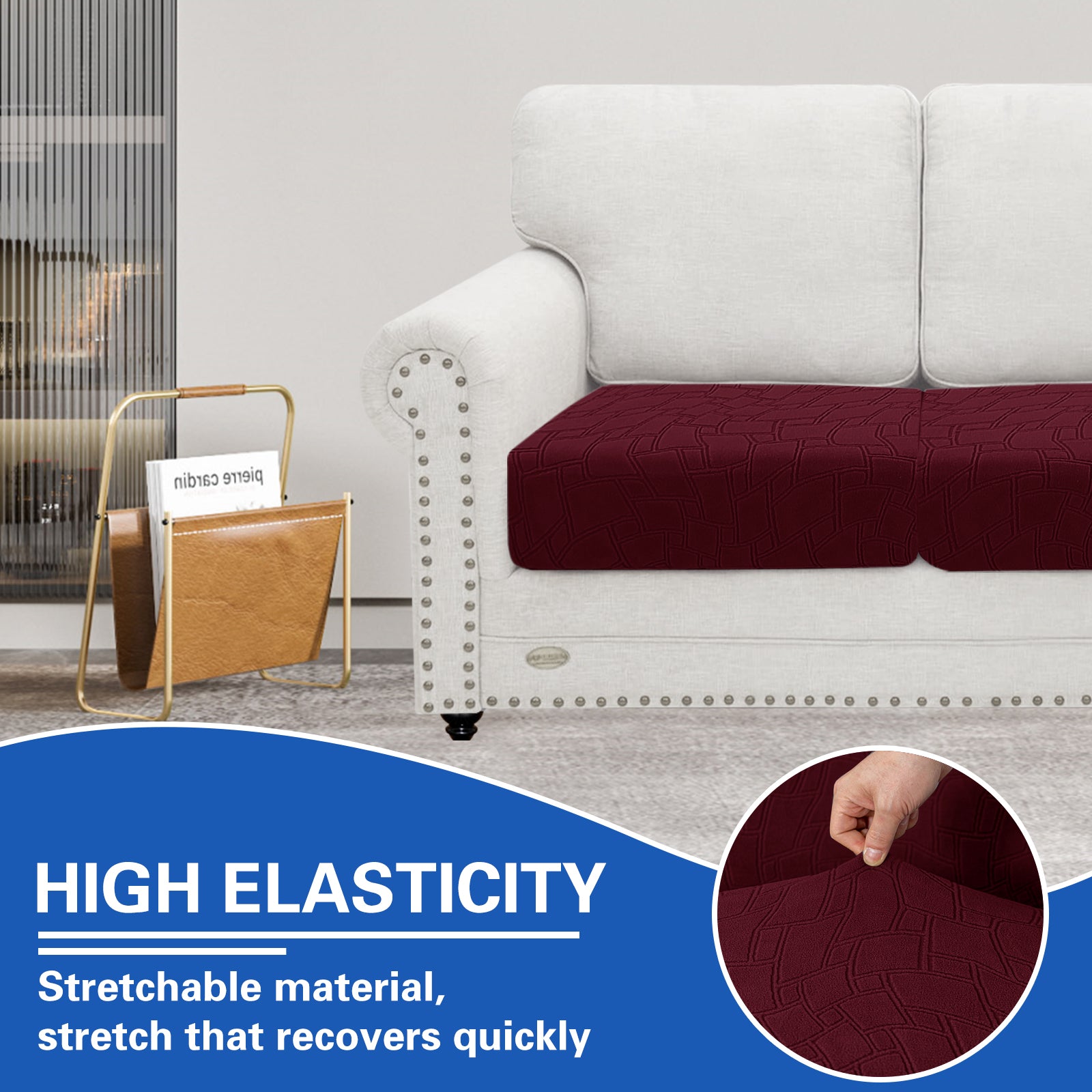 YSTYLE 2 pezzi Copertura per sedile divano elasticizzata 1 posto geometrico anti-scivolo