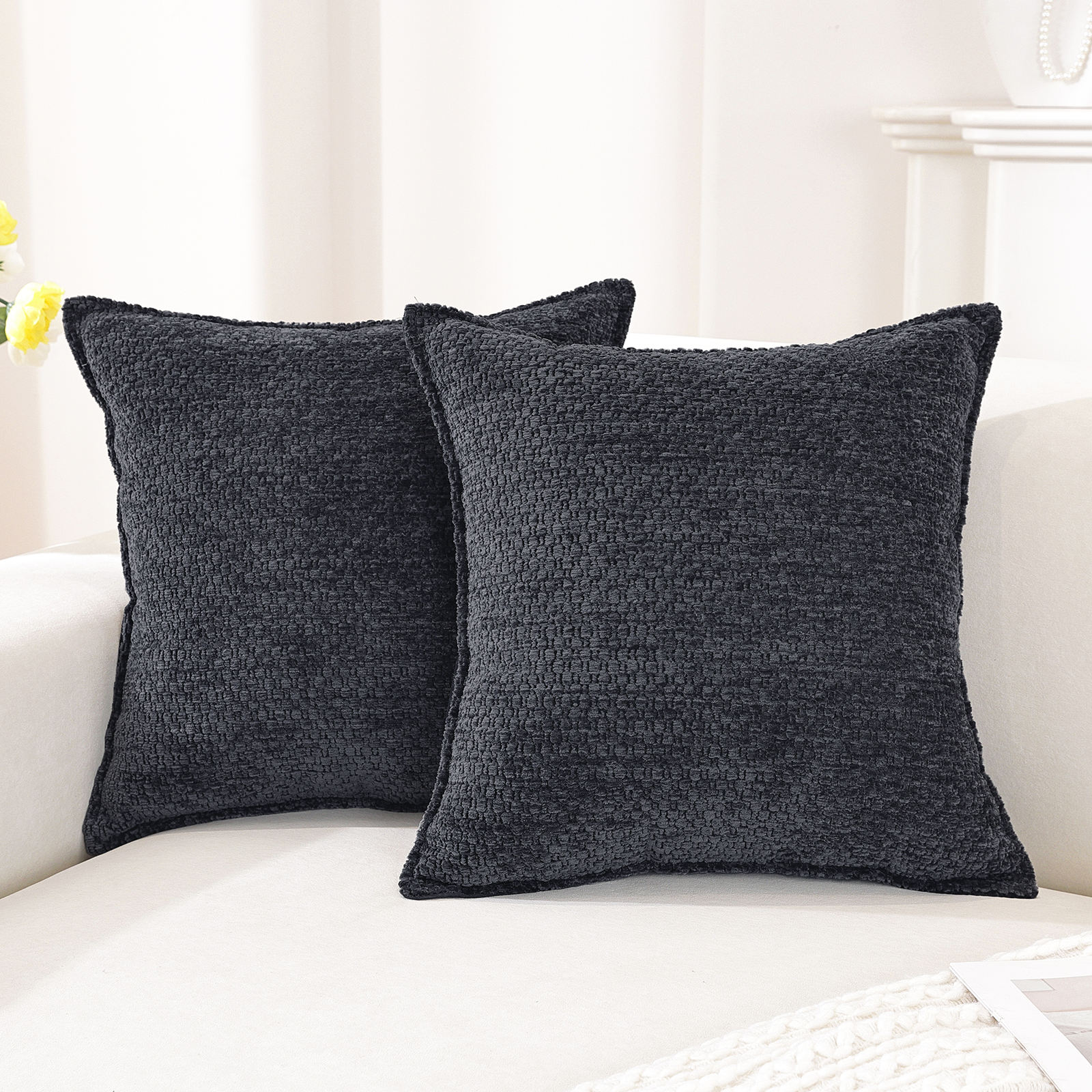 Ystyle Chenille Sofa Cushion Covers 40 x 40 cm, 2 Pieces, Soft Durable Cushion Cover, Cushion Cover with Corazón Shape, Decorative Cushion Covers Living Room