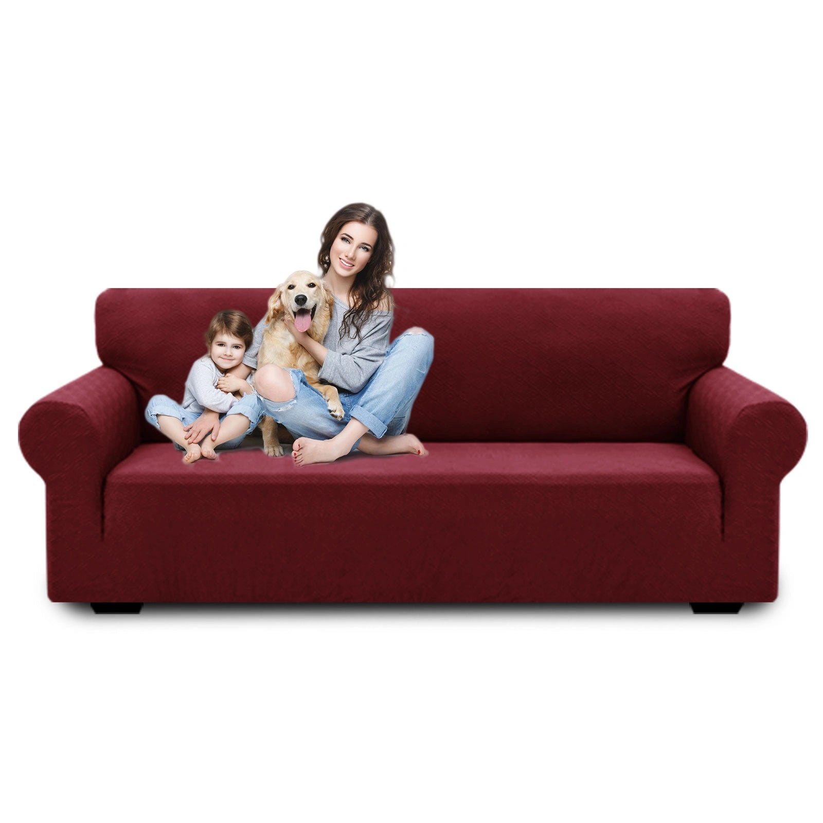 YSTYLE 4 Seater Sofa Cover – Stretch Fit, Pet Scratch Resistant, Geometric Jacquard, Anti-Slip, Washable-Back Shape
