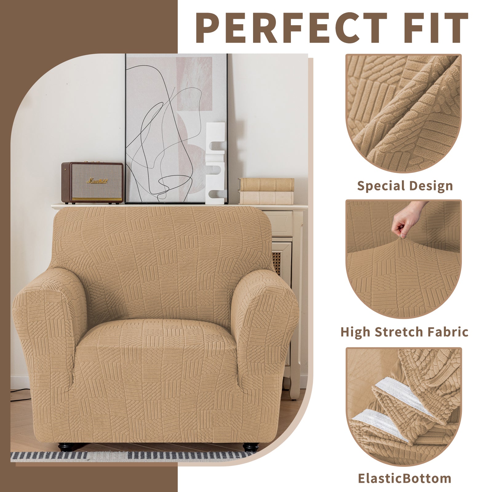 Copertura per divano a 1 posto YSTYLE Stretch 78-116cm con motivo geometrico