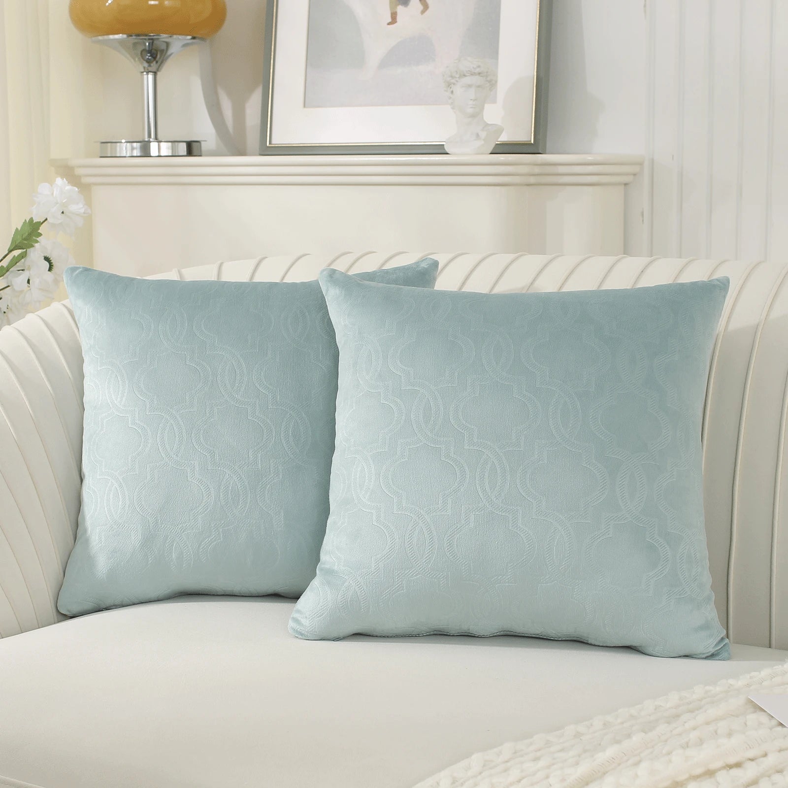 YSTYLE Velvet Sofa Cushion Covers, Decorative Throw Pillow Covers, 2 pcs, Hidden Zipper-Lantern Shape