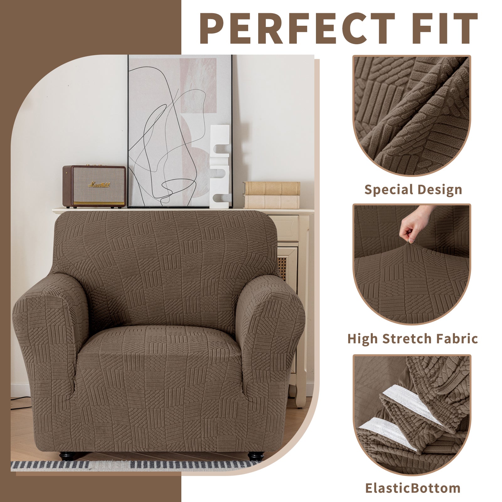 Copertura per divano a 1 posto YSTYLE Stretch 78-116cm con motivo geometrico