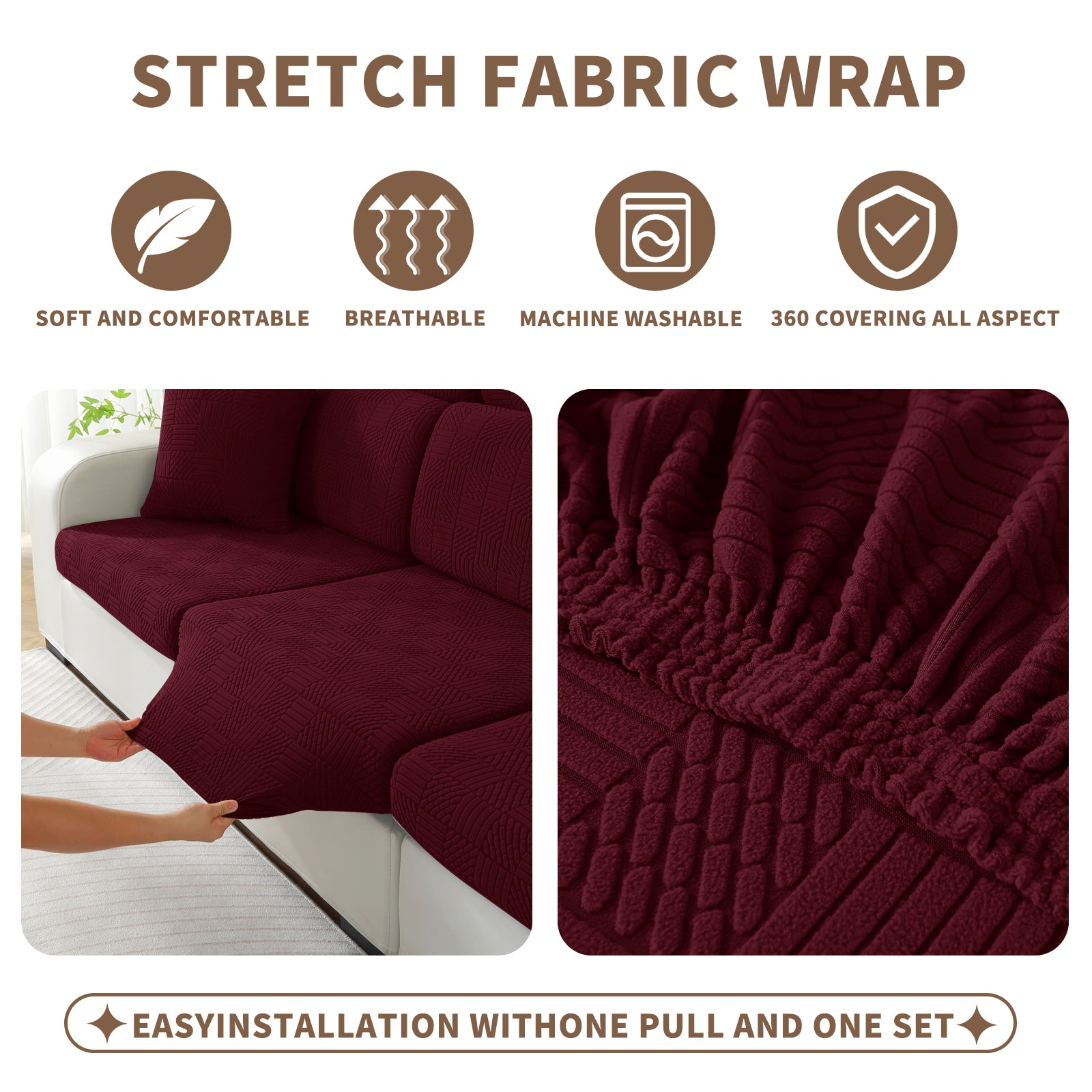 YSTYLE Copertura per sedile divano elasticizzata 3 posti motivo geometrico