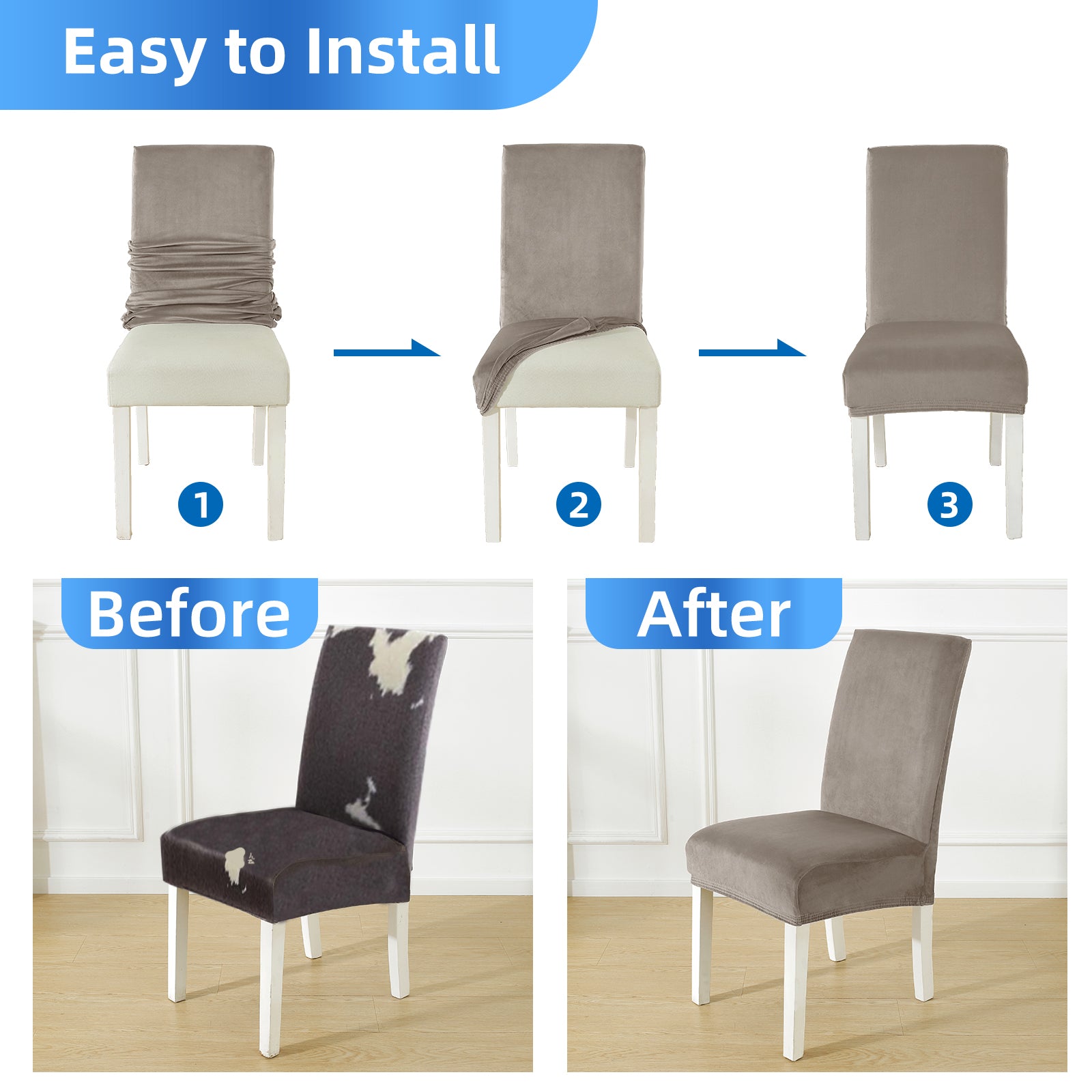 YSTYLE 2 Pieces velours élastique Chair couvertures with Backrest