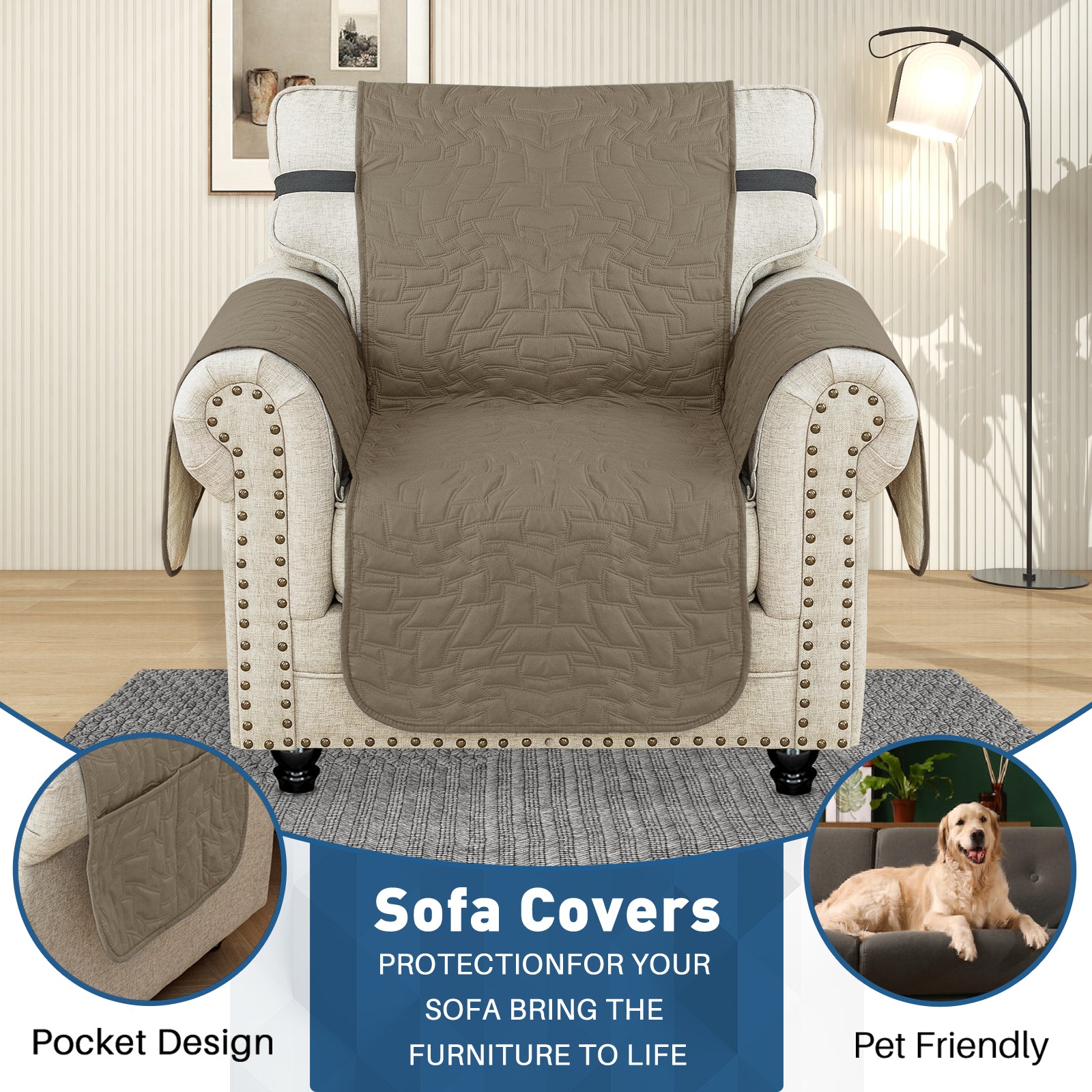 Copertura Impermeabile per Poltrona Singola con Braccioli e Funzione Antiscivolo | YSTYLE