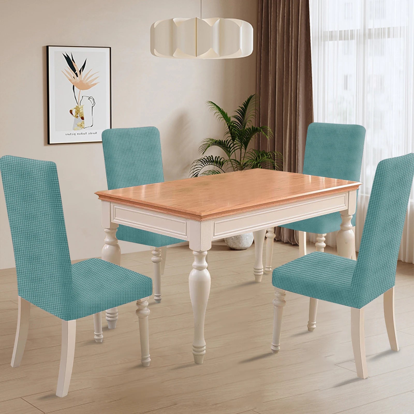 YSTYLE 6 Pieces Stretch Dining Chair Covers Jacquard Pattern-YSTYLE